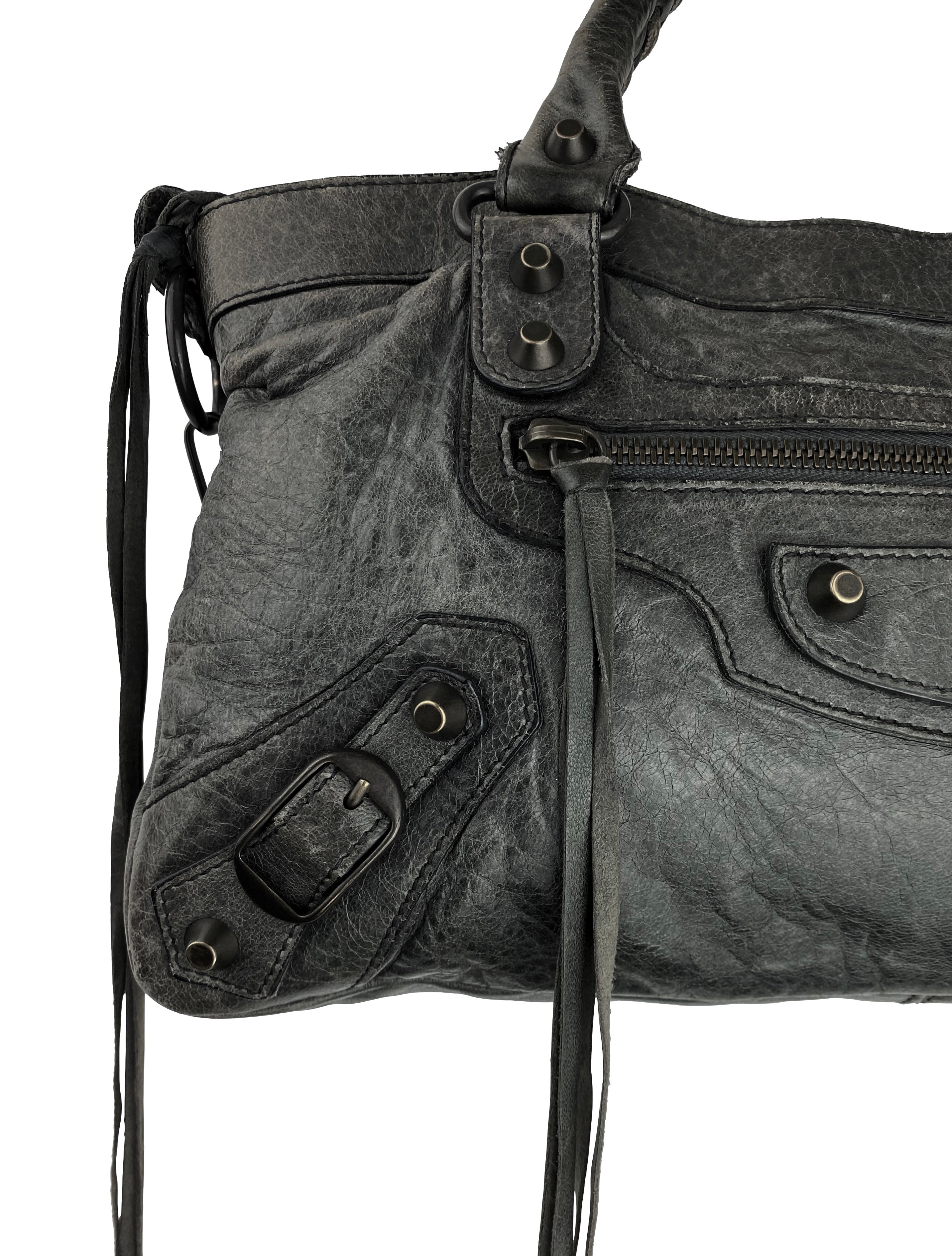 Balenciaga Lambskin Leather Tassel Weaved “City” Bag