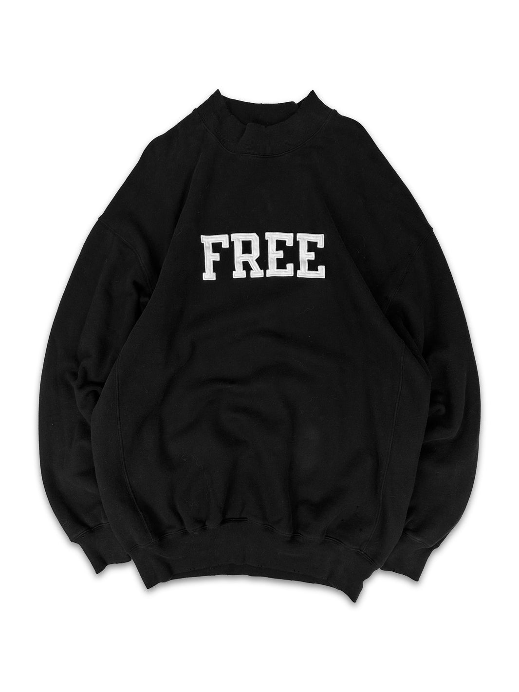 AW21 Balenciaga ‘Free’ Collegiate Logo Black Patched Crewneck