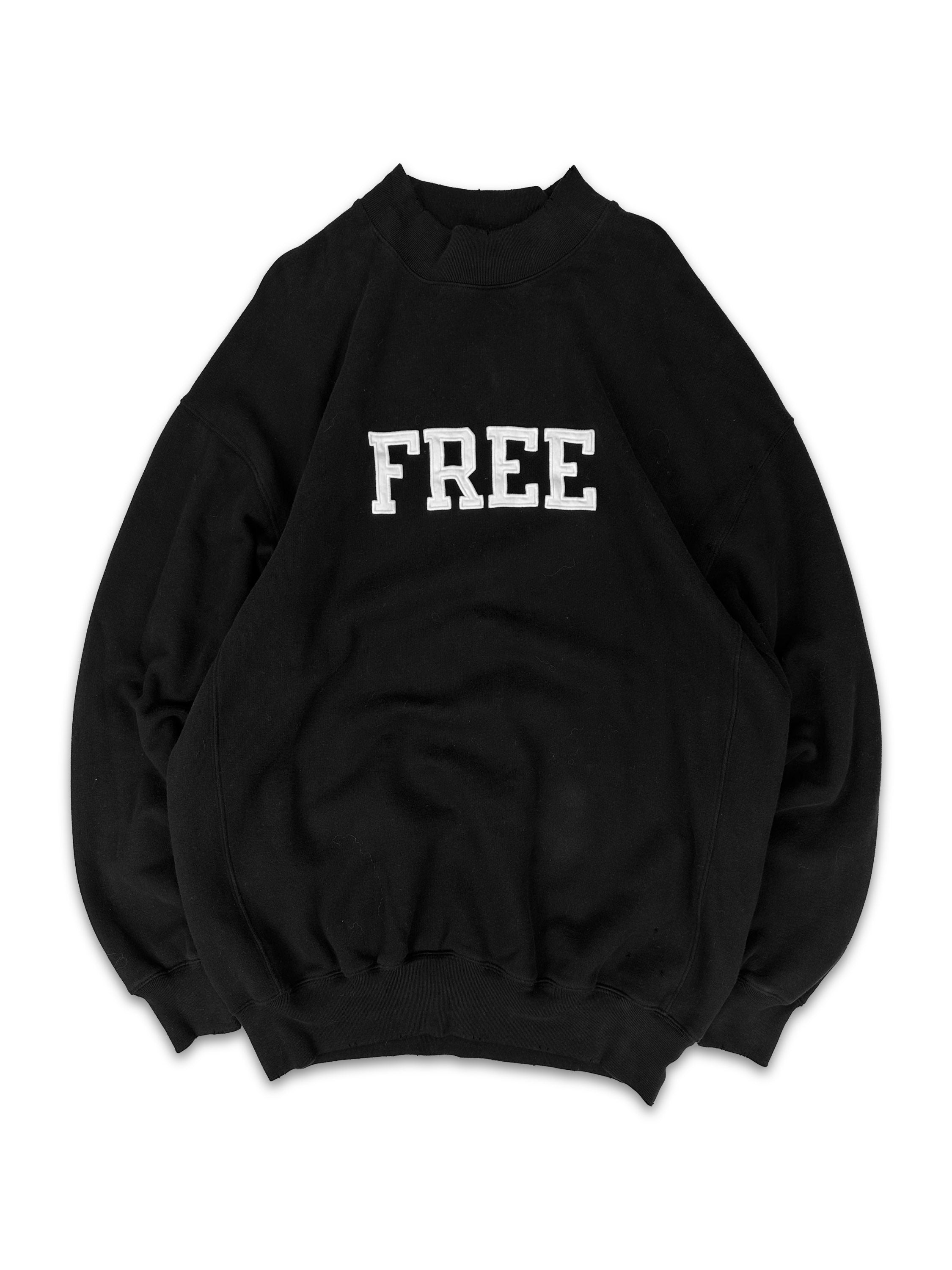 AW21 Balenciaga ‘Free’ Collegiate Logo Black Patched Crewneck