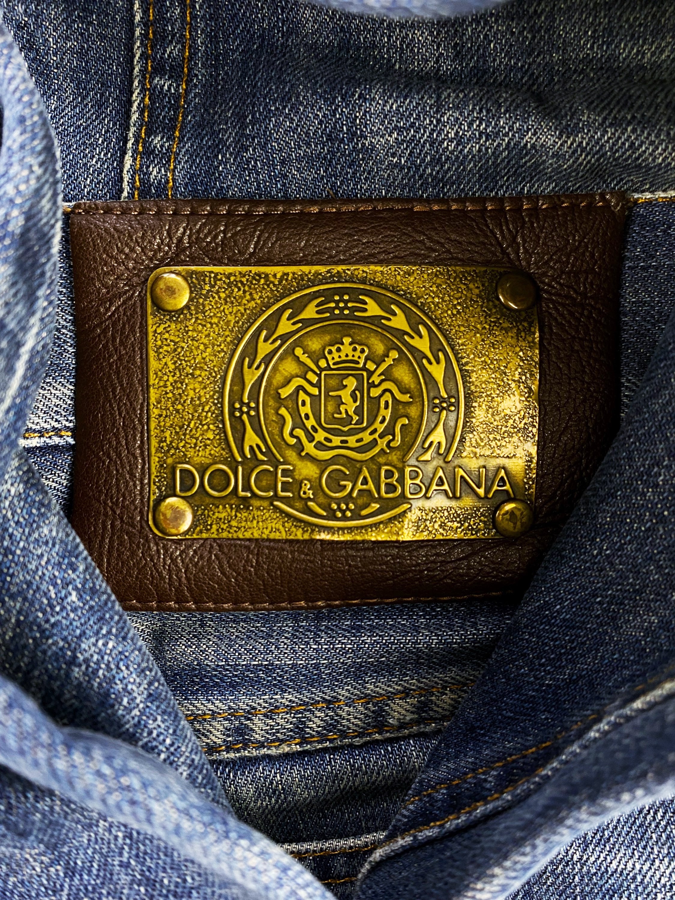 Dolce &amp; Gabbana Dark Wash Distressed Wide Cut Denim