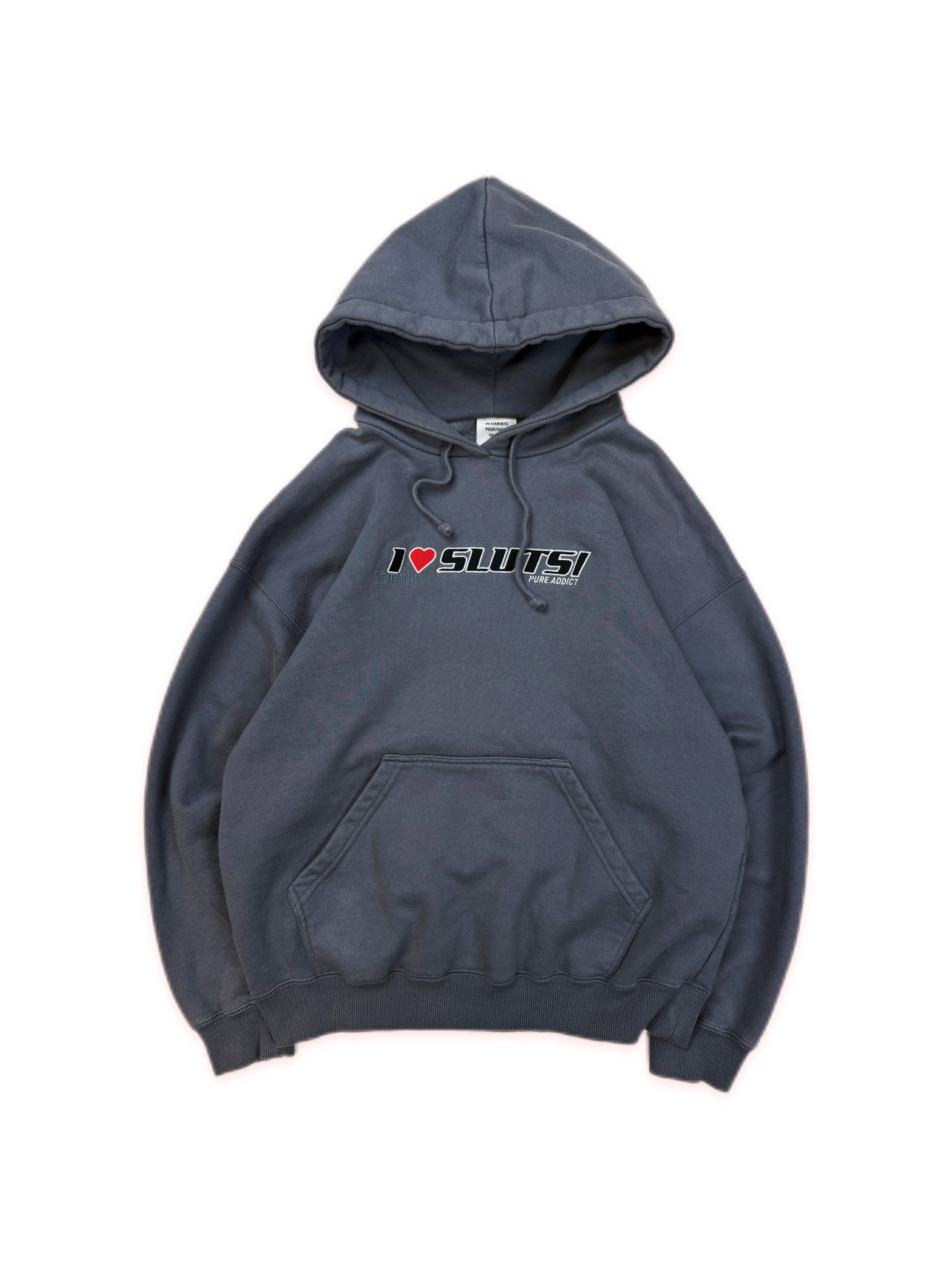 AW19 Vetements ‘I Love Sluts’ Hug Me Embroidered Hoodie