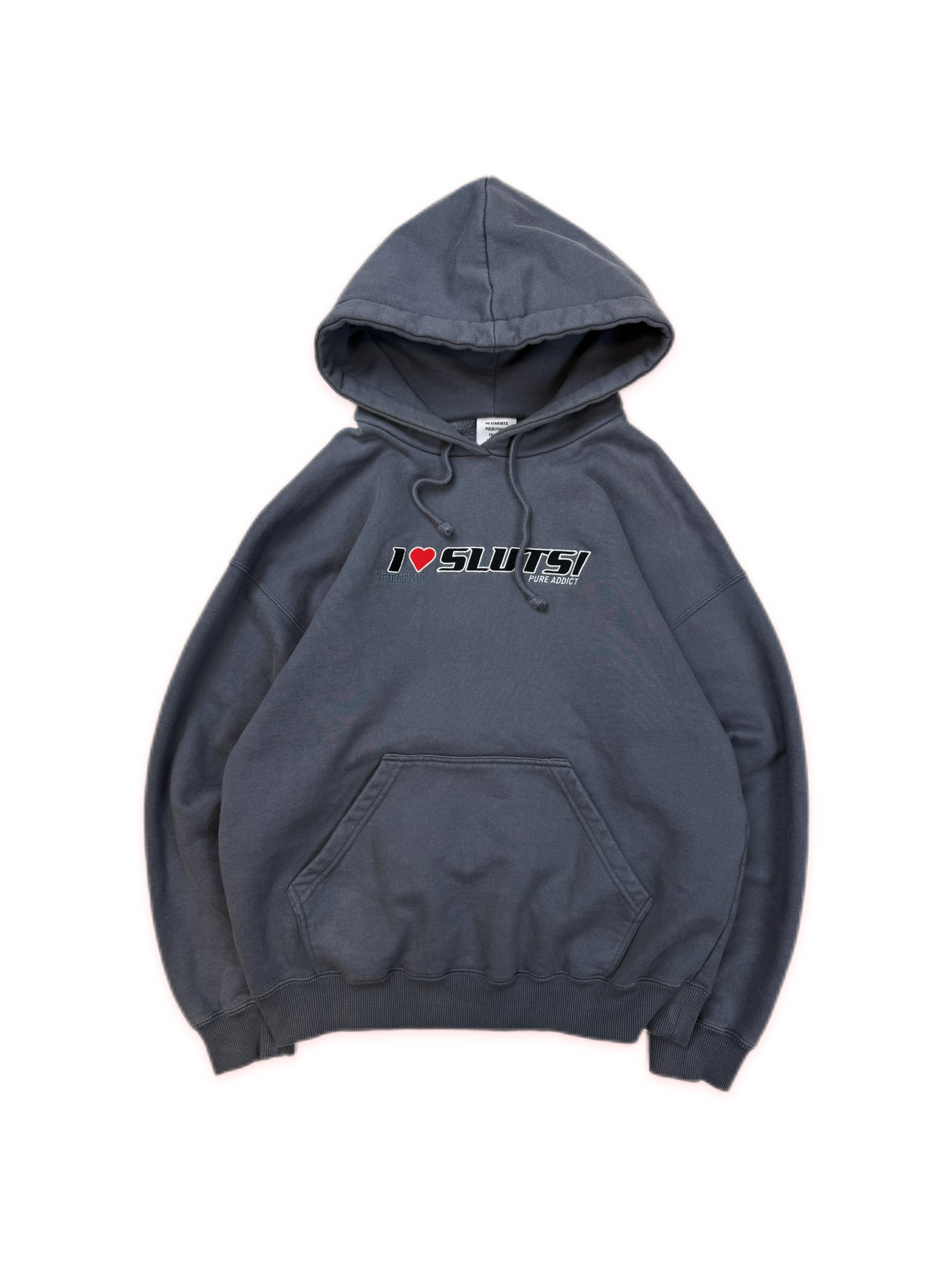 AW19 Vetements ‘I Love Sluts’ Hug Me Embroidered Hoodie