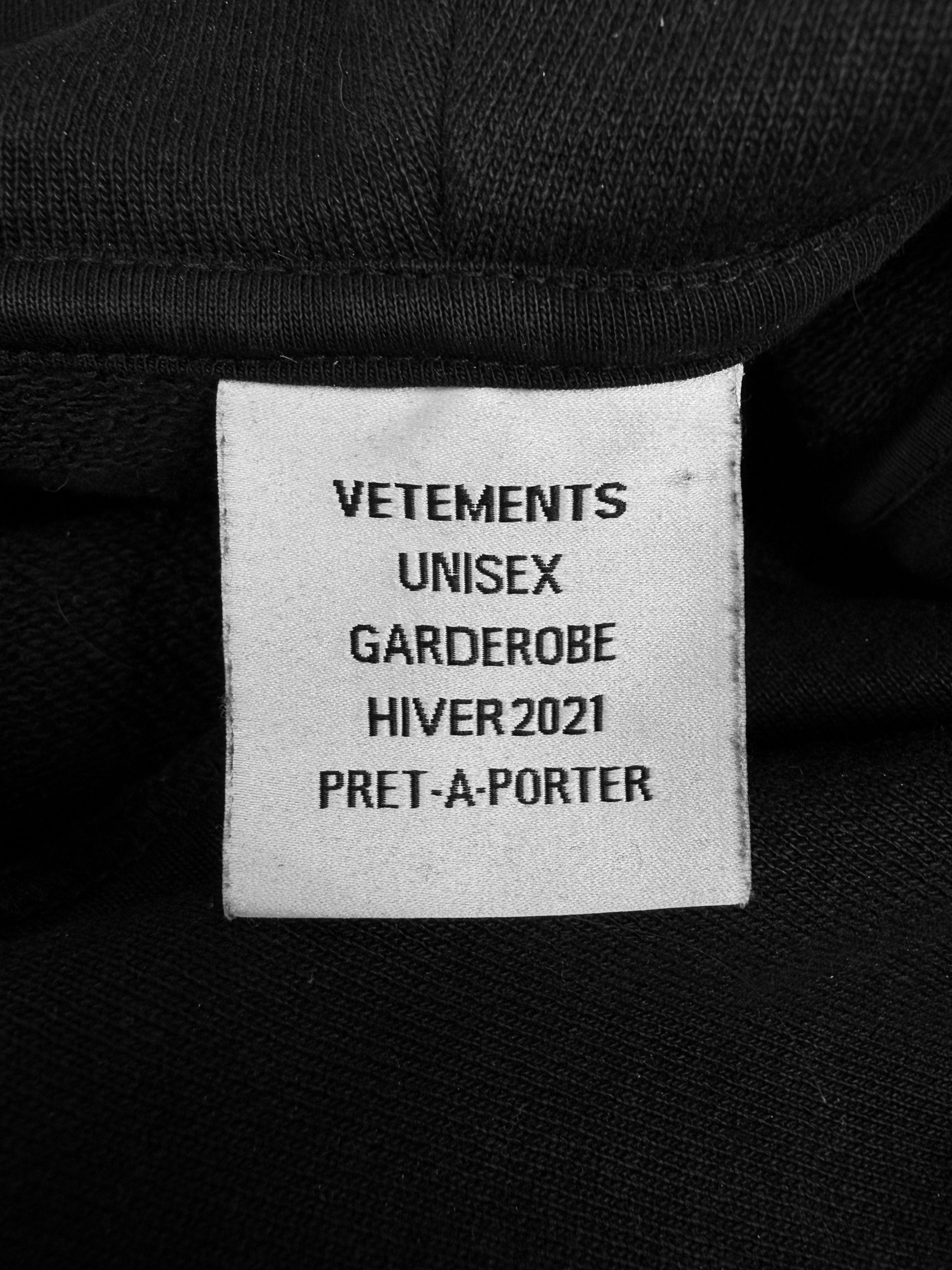 Vetements Gothic Metal Logo Black Cropped Embroidered Hoodie