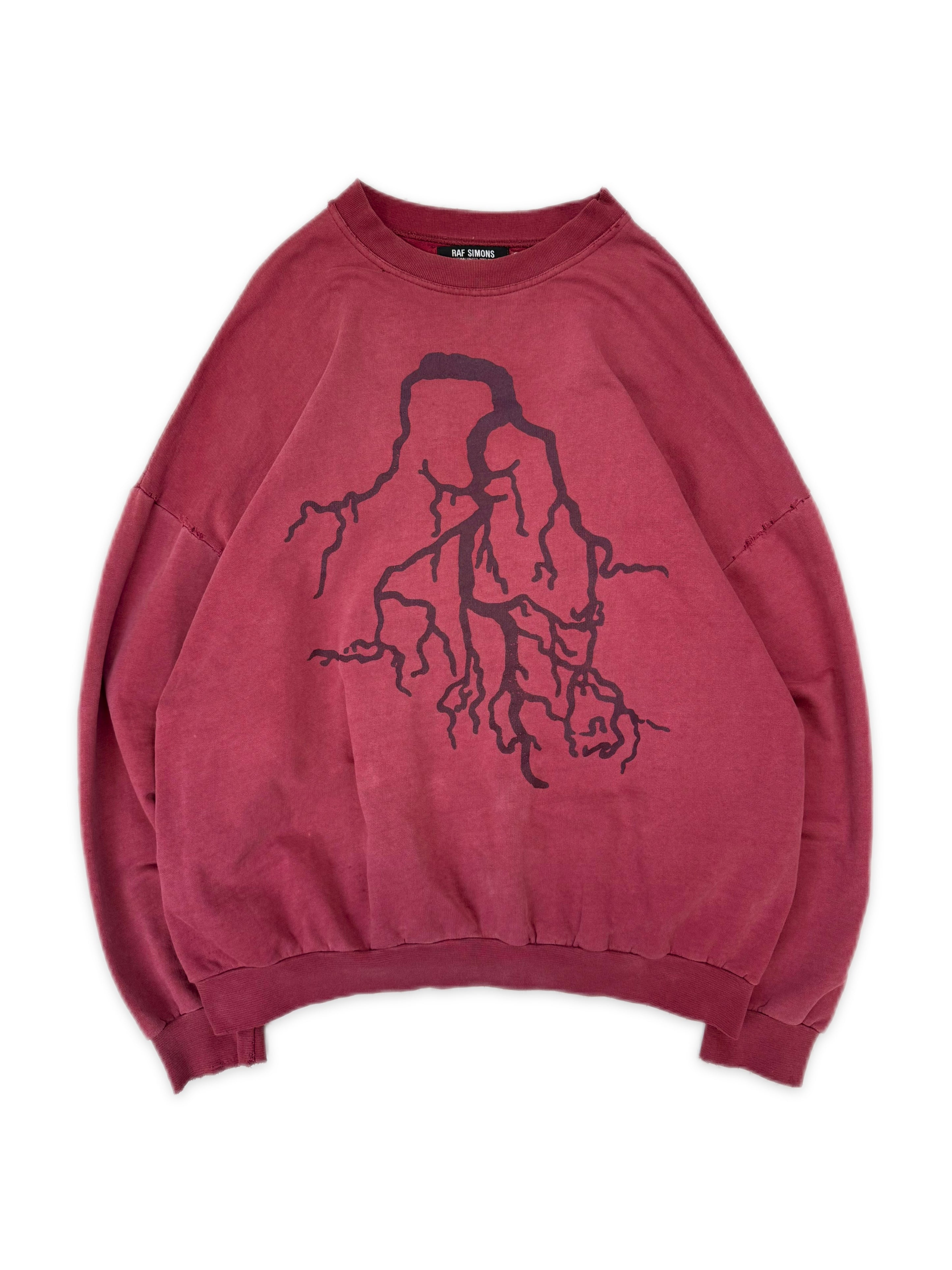 AW02 Raf Simons ‘Virginia Creeper’ Roots Front Graphic Red Crewneck