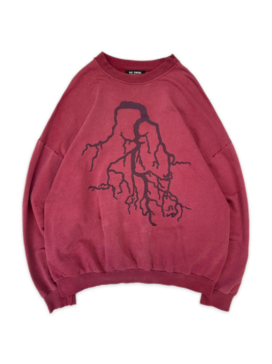 AW02 Raf Simons ‘Virginia Creeper’ Roots Front Graphic Red Crewneck