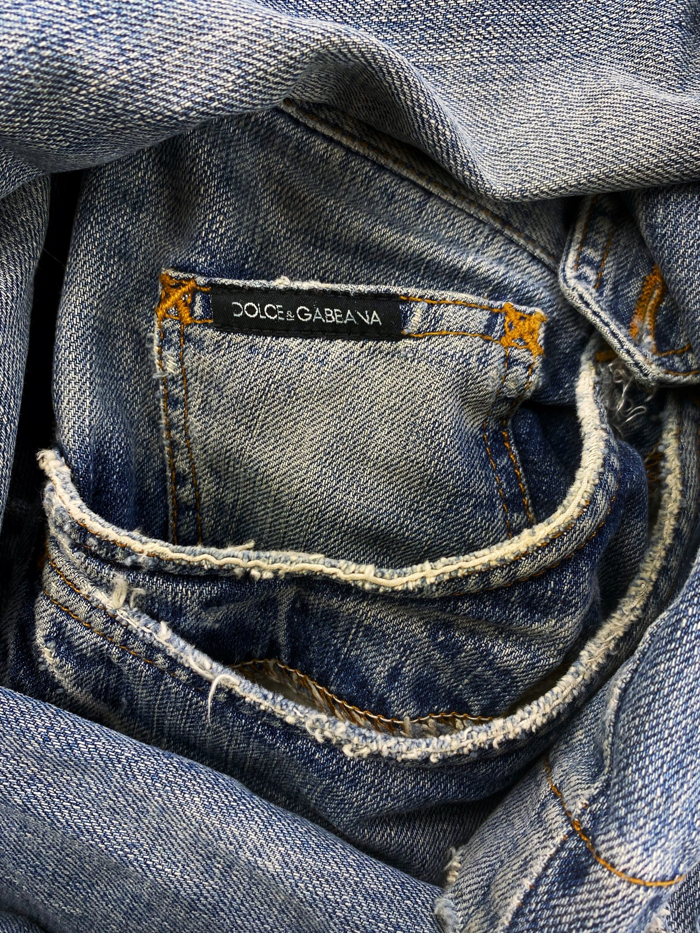 Dolce &amp; Gabbana Distressed Light Wash Denim Jeans