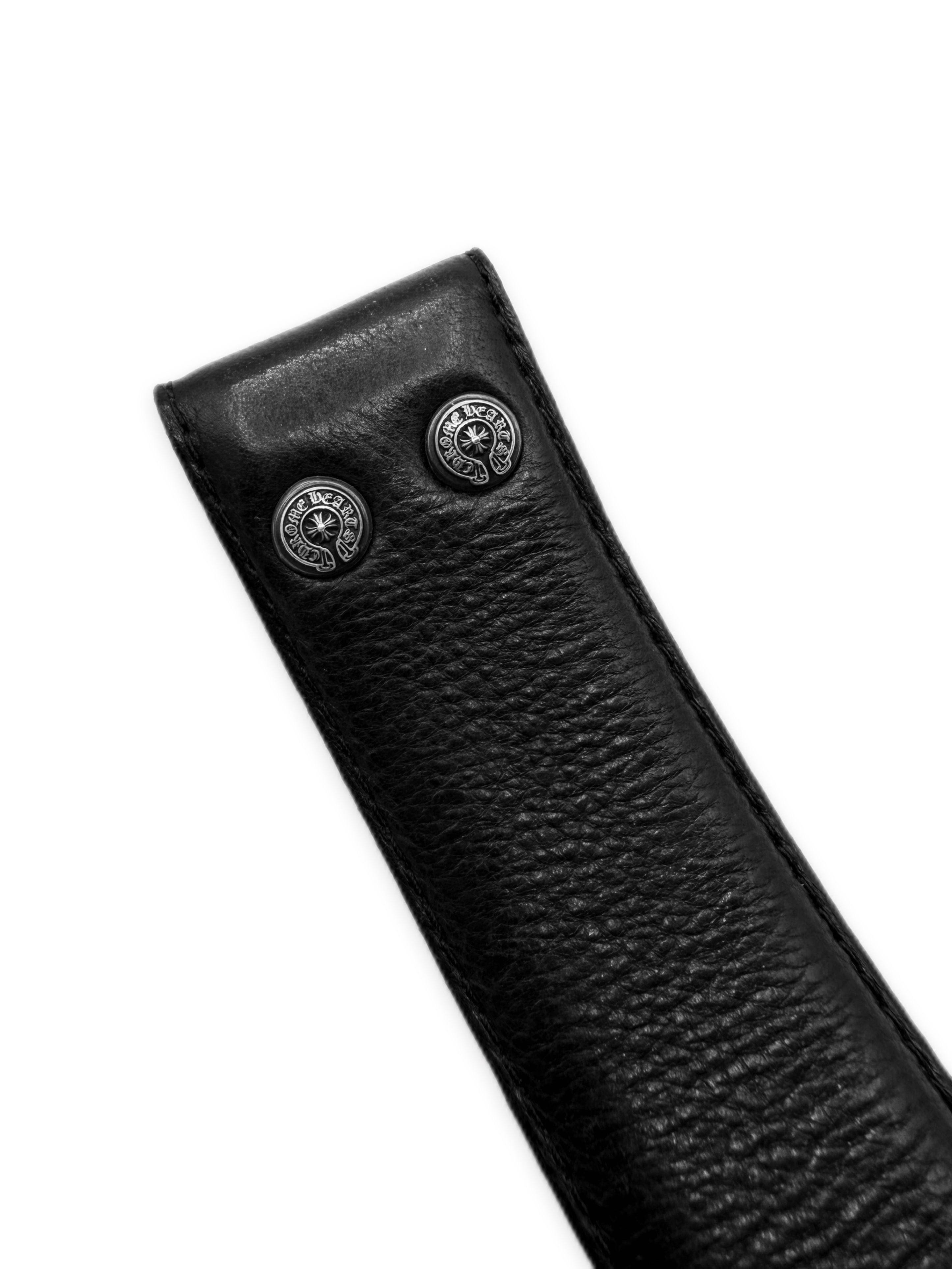 Chrome Hearts Black Leather .925 Silver Belt Strap