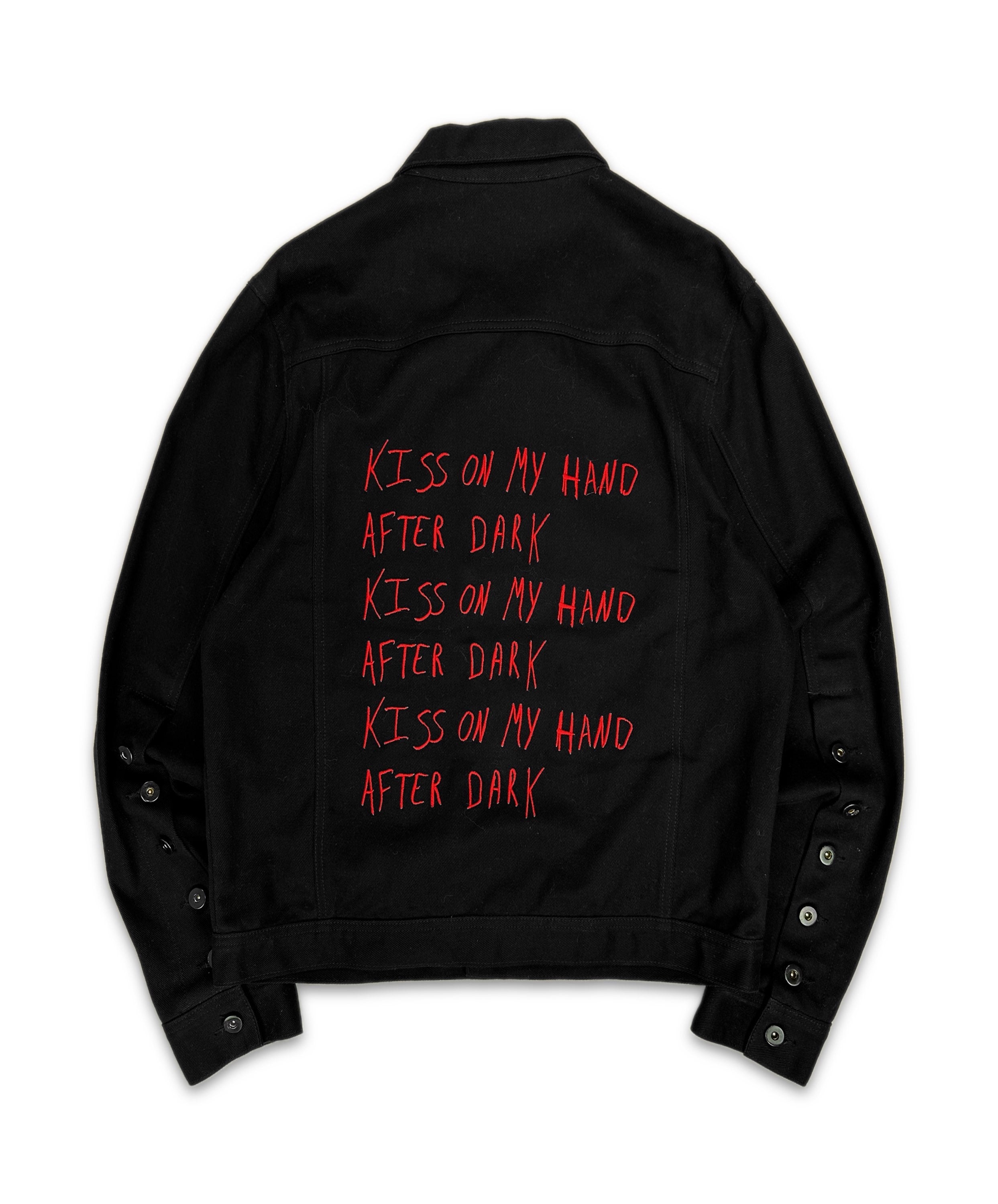 Blackfist ‘Kiss On My Hand’ Black Embroidered Slogan Trucker Jacket