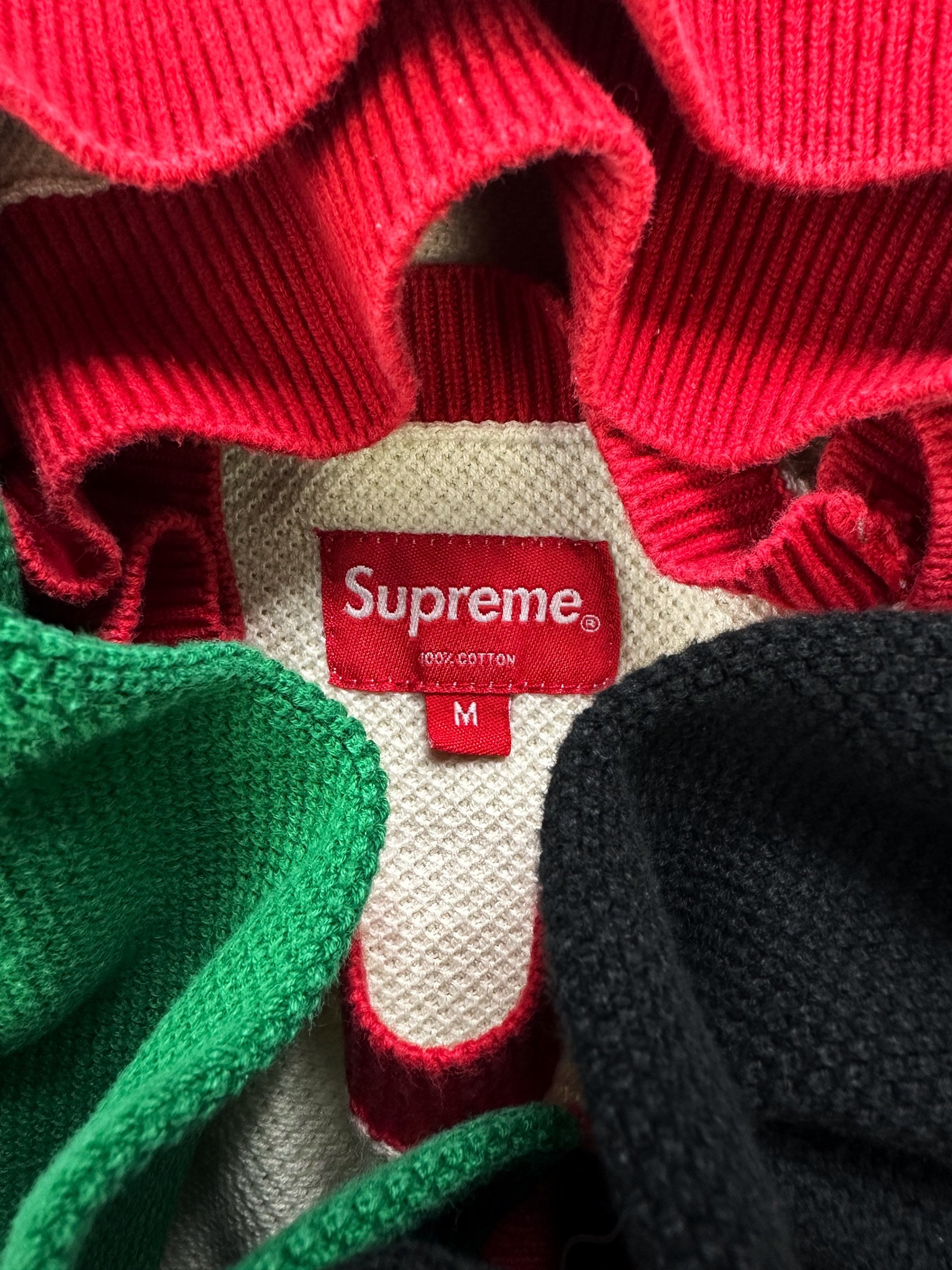 Supreme ‘Striped’ Triple Tone Embroidered Logo Knit Sweater