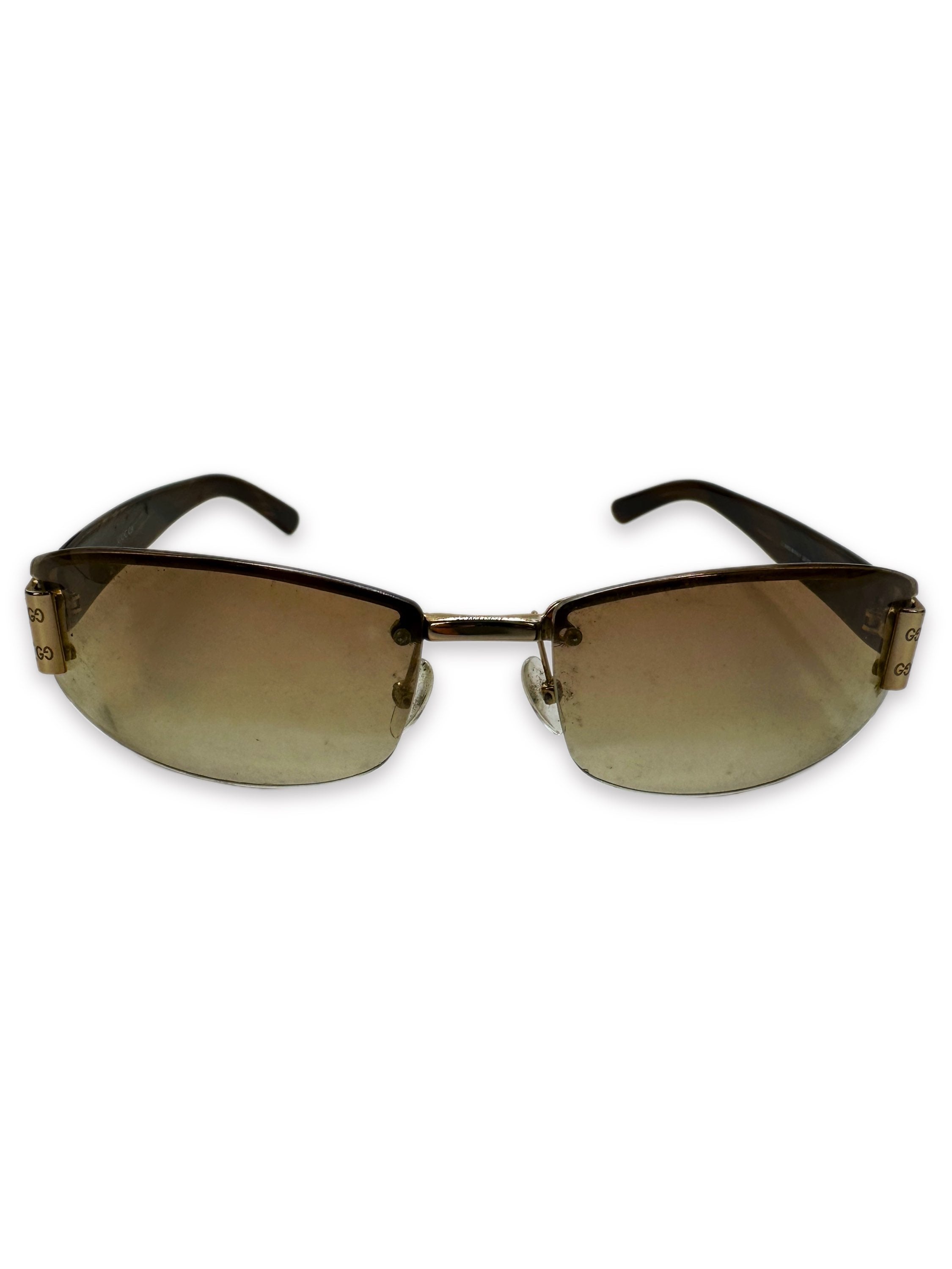 Gucci GG Monogram Rimless Warm Tint Sunglasses