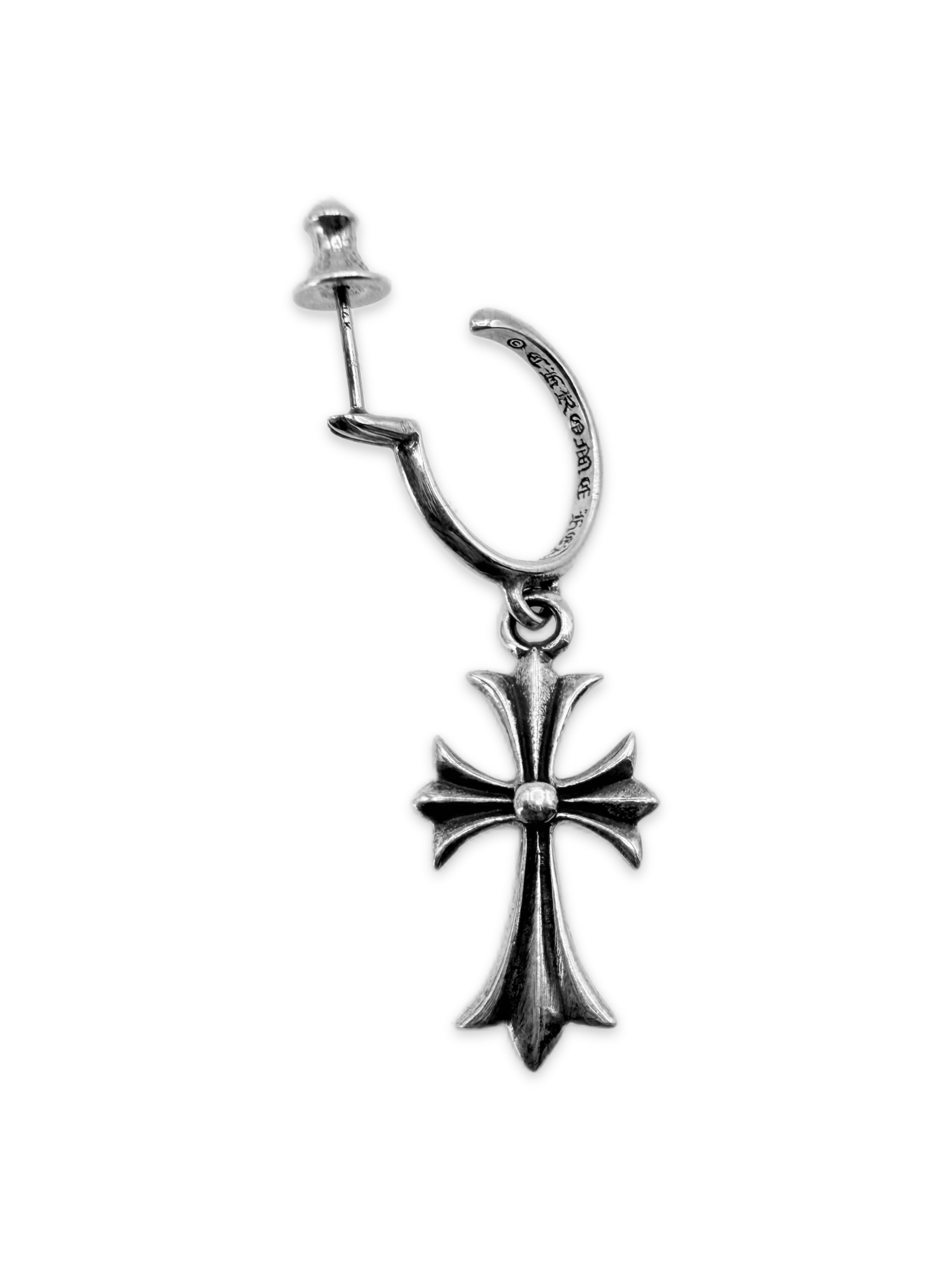 Chrome Hearts ‘Cross’ Drop .925 Silver Hoop Earring