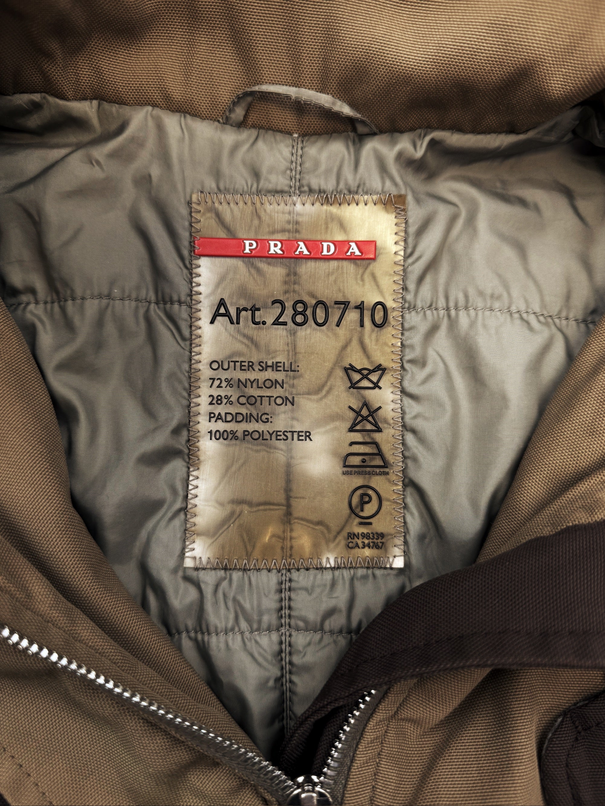 00s Prada Sport Two Tone Nylon Multi Pocket Shearling Jacket