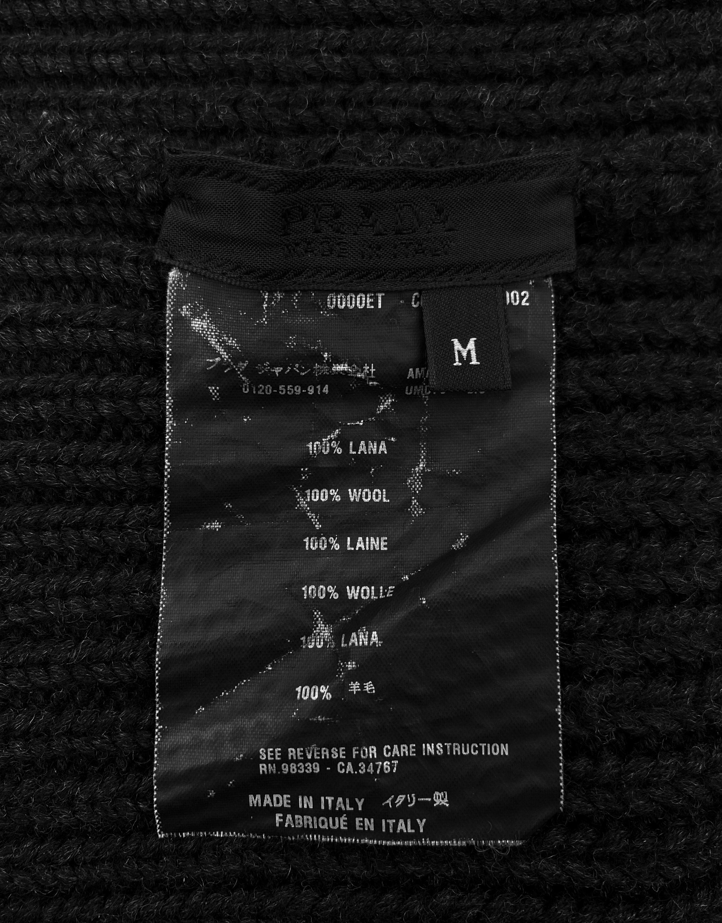 Prada Wool Knit Full Size Tag Logo Beanie