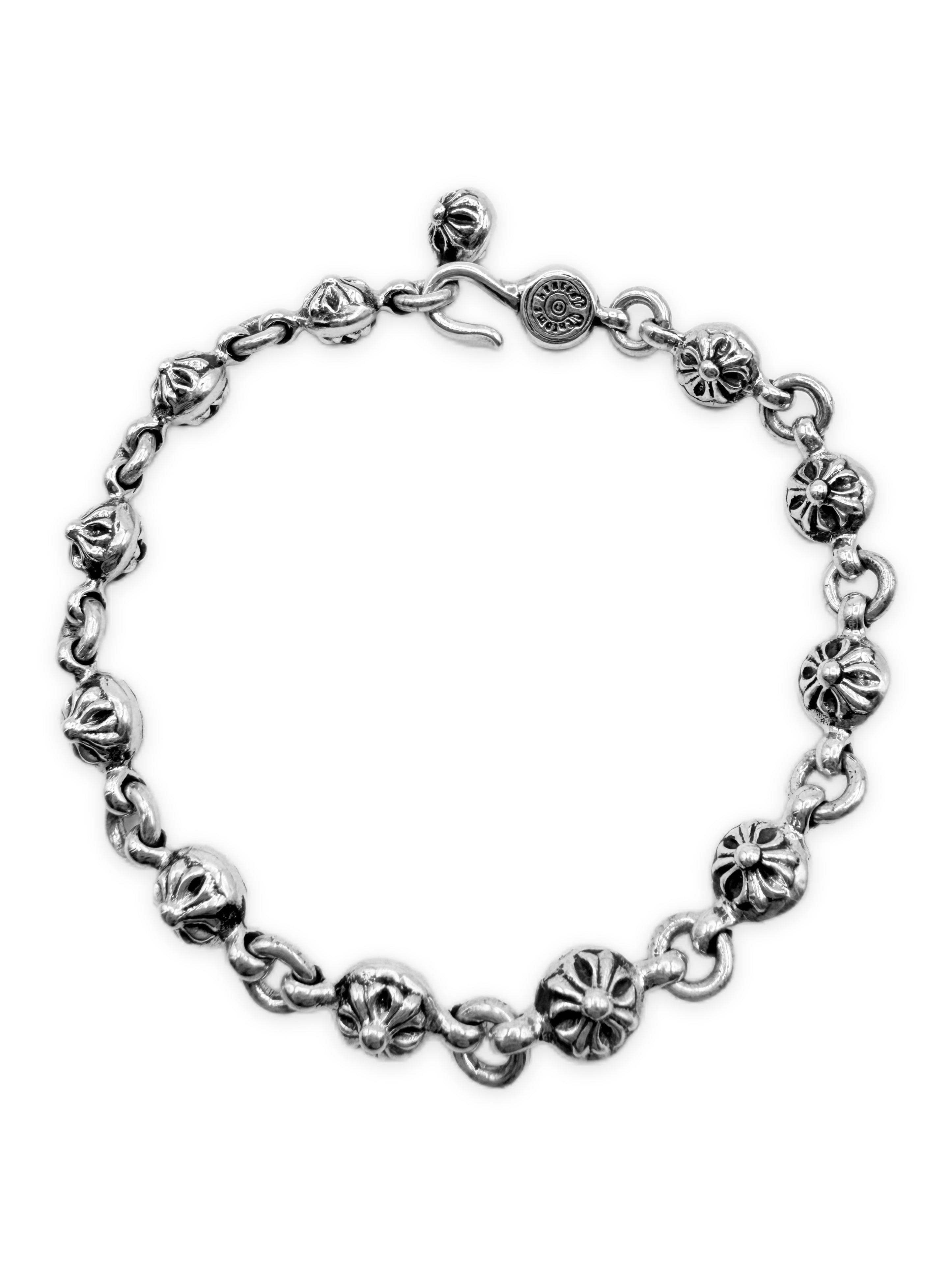 Chrome Hearts Cross Ball #1 8 in .925 Silver Bracelet