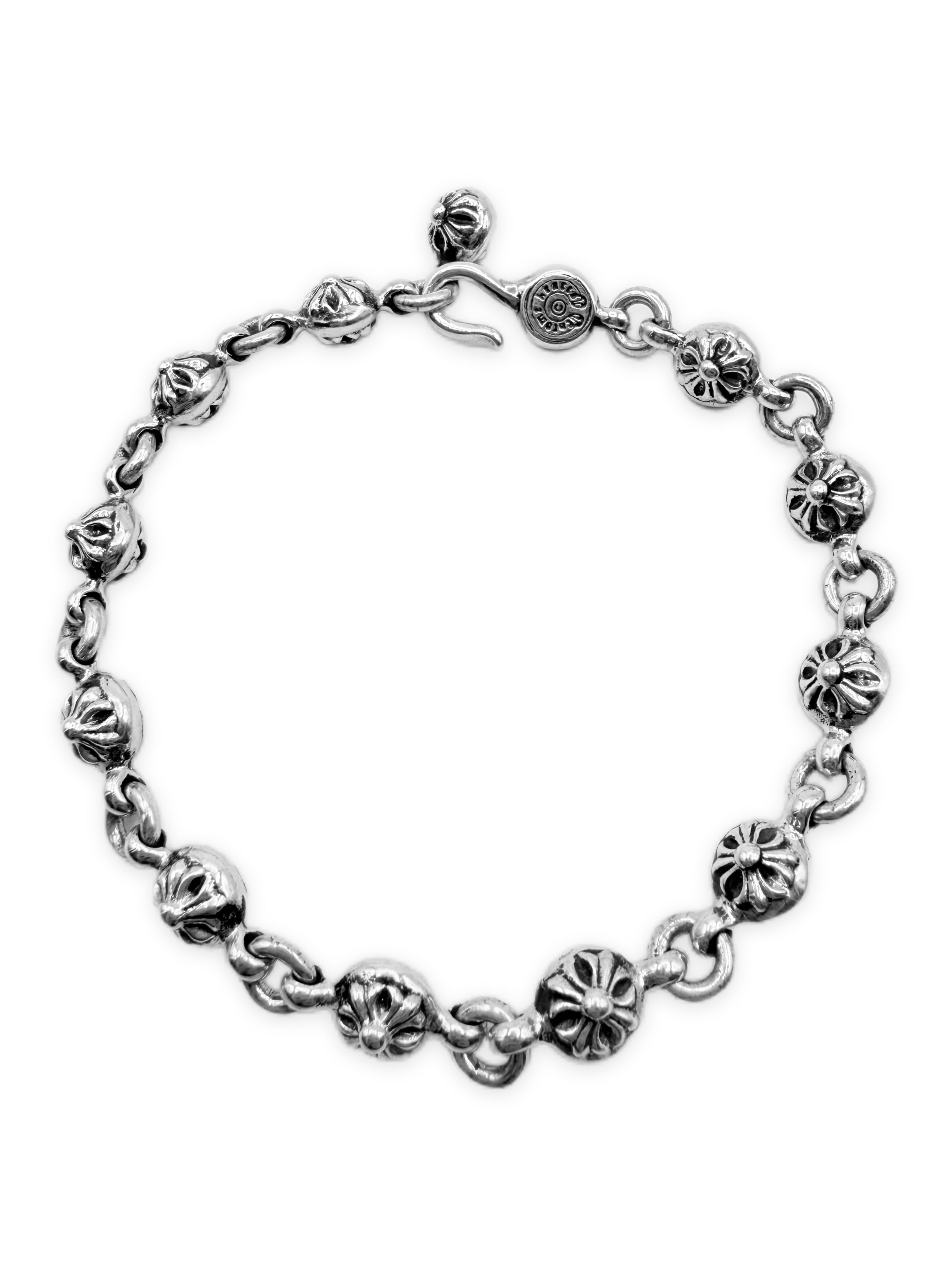 Chrome Hearts Cross Ball #1 8 in .925 Silver Bracelet