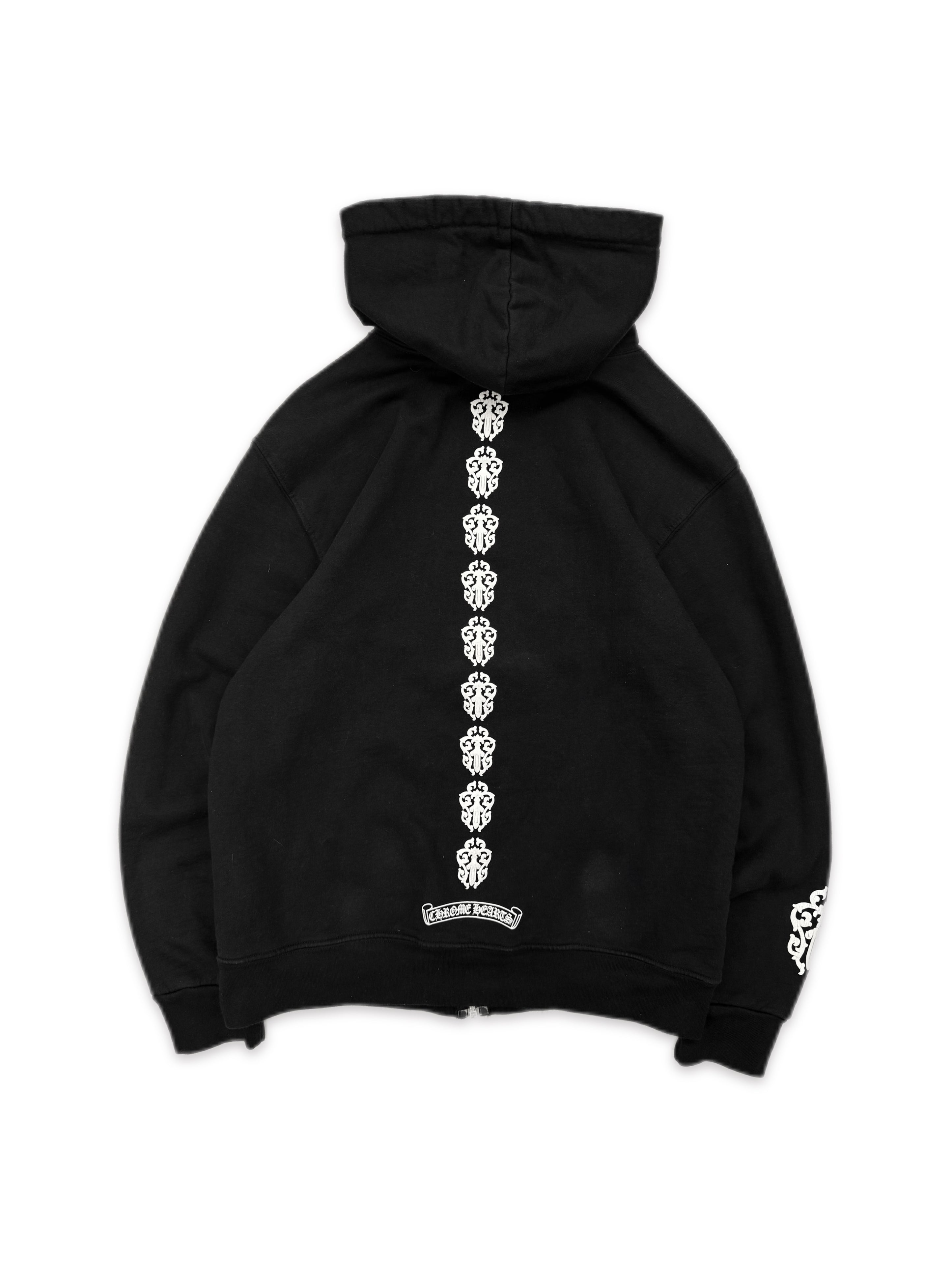 Chrome Hearts Thermal Lined Dagger Monogram Zip-up Black Hoodie