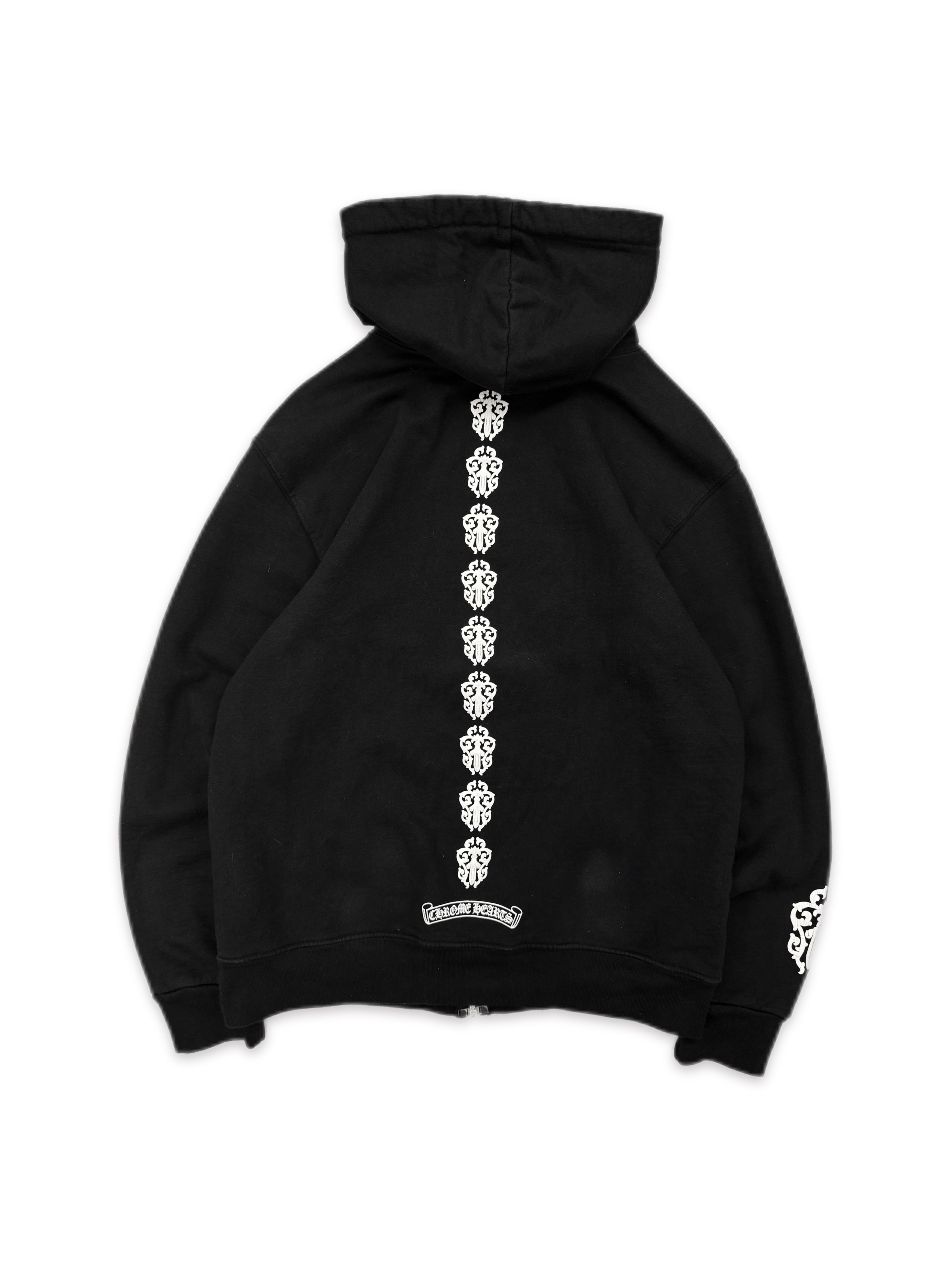 Chrome Hearts Thermal Lined Dagger Monogram Zip-up Black Hoodie