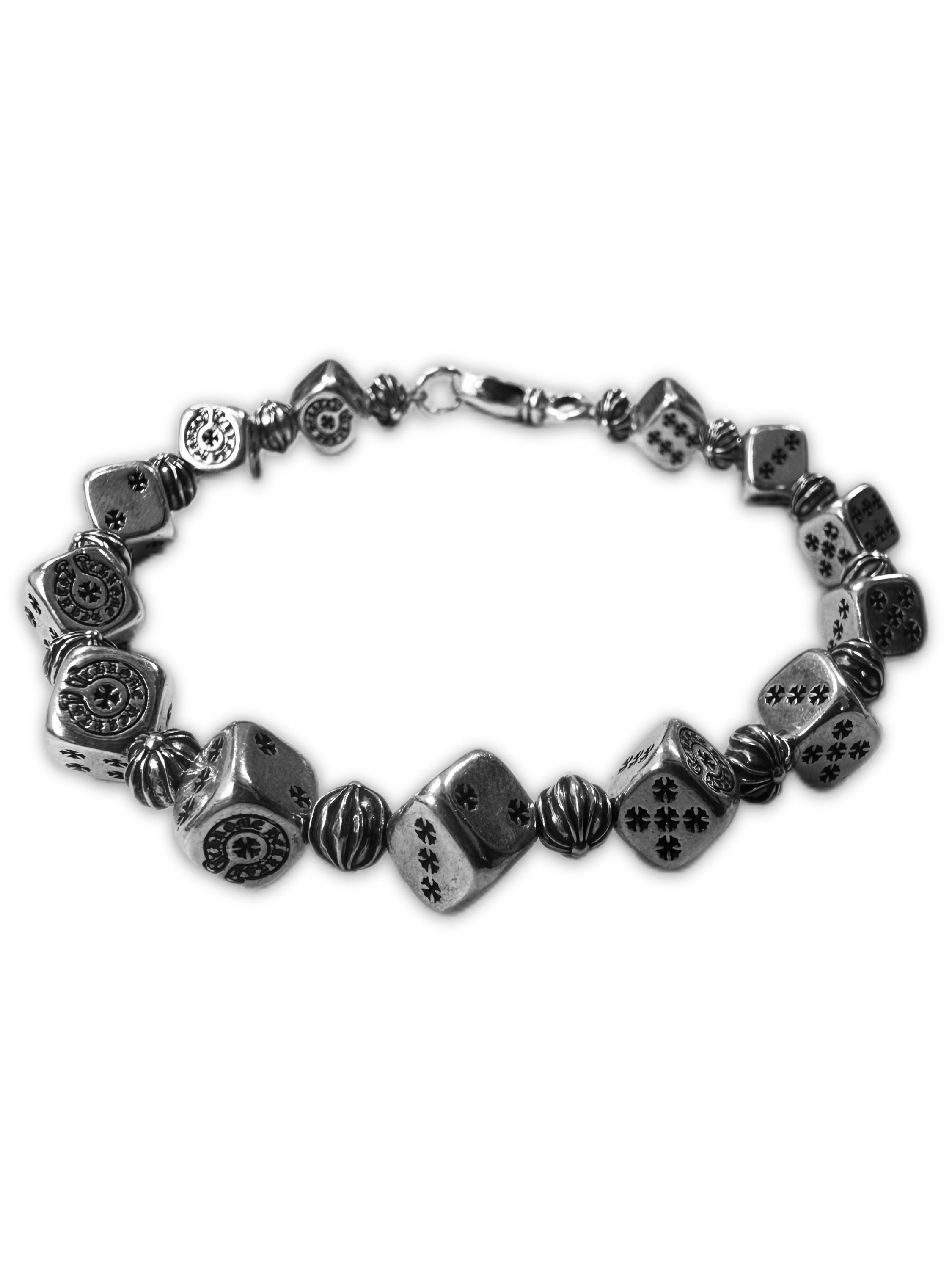 Chrome Hearts ‘Dice &amp; Cross’ Link .925 Silver Bracelet