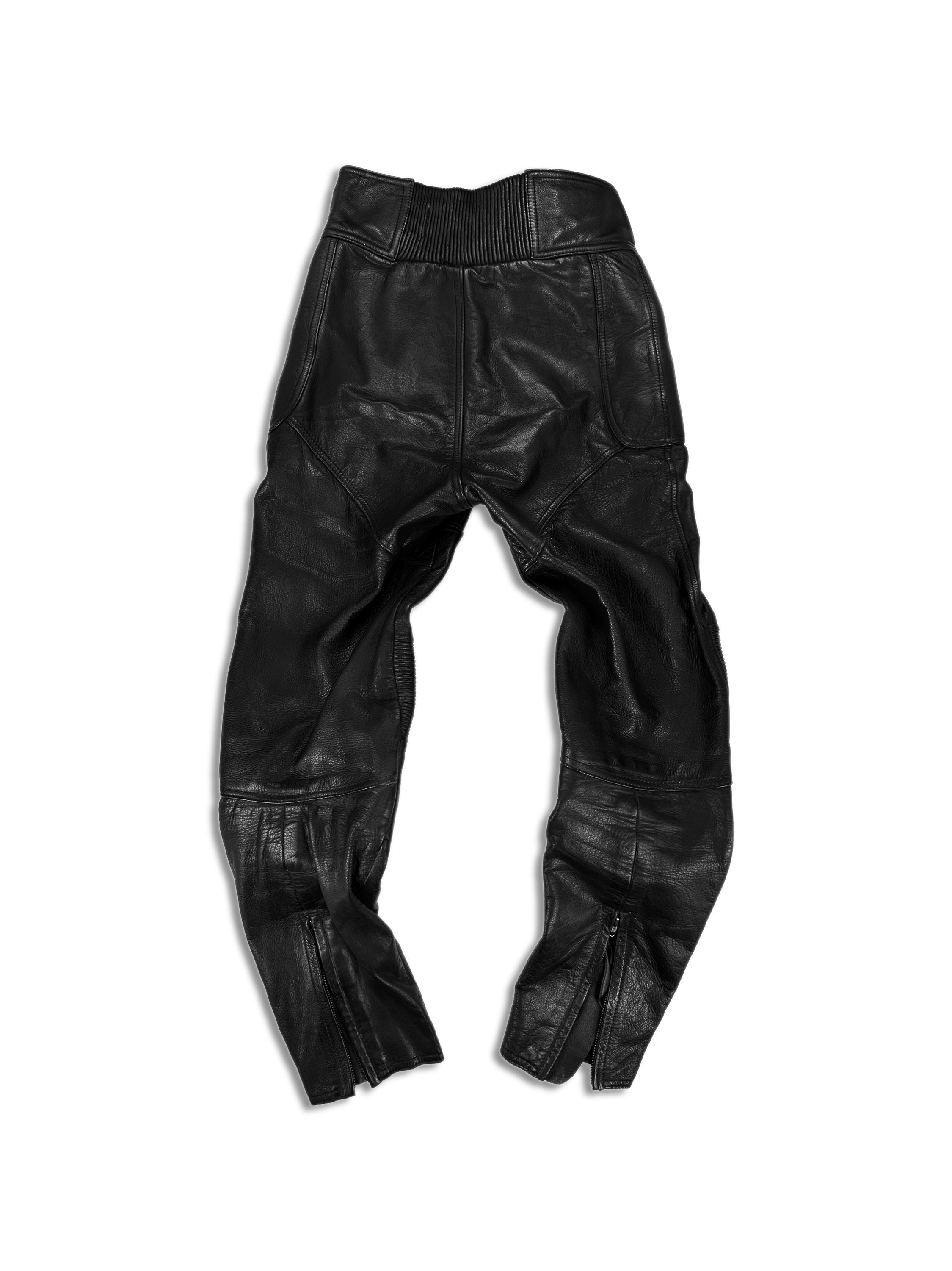 00s Kadoya ‘Armoured’ Black Leather Motorcycle Pants