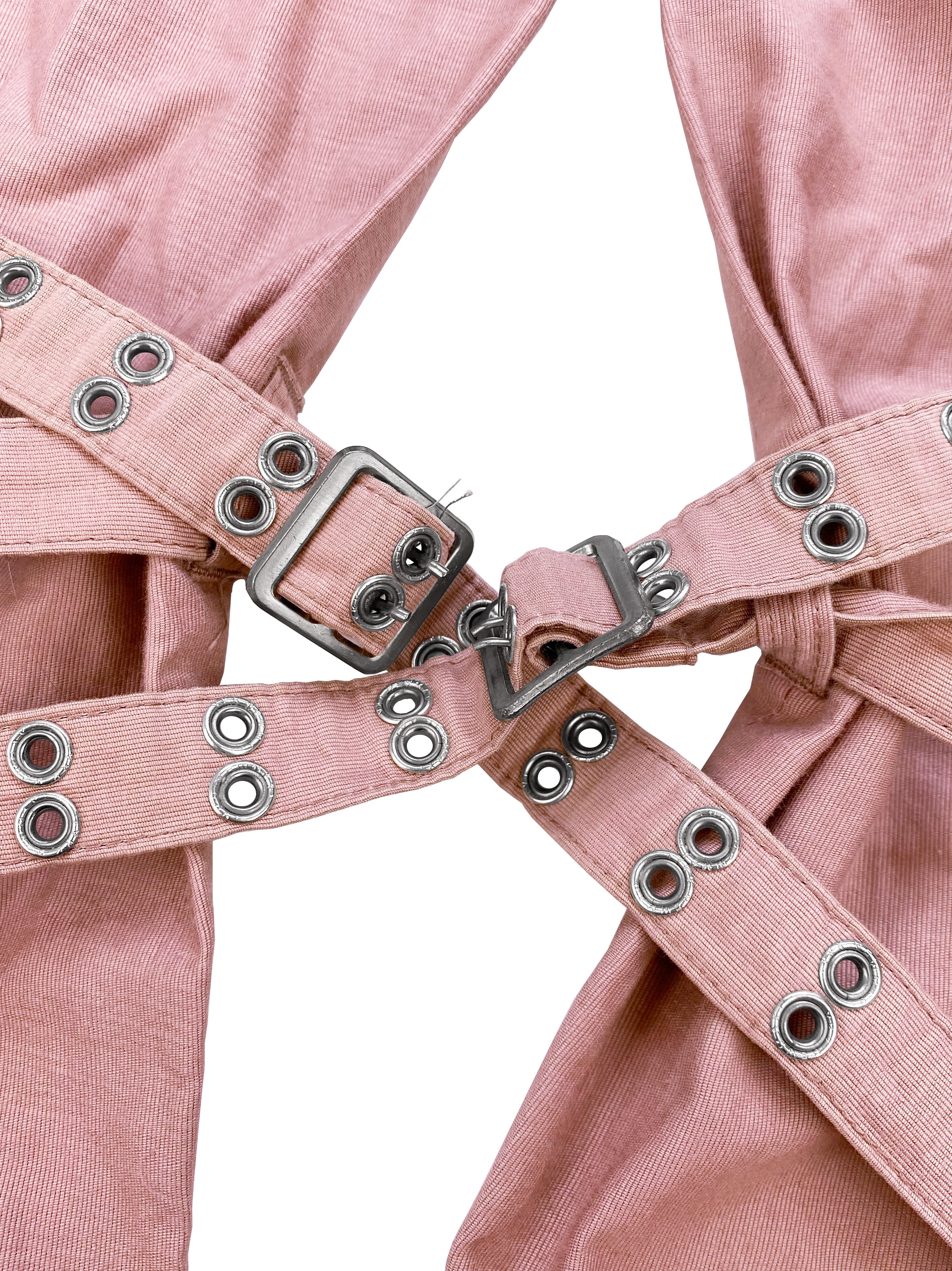 90’s Jean Paul Gaultier Pink Belted Bondage Strap Cargo Pants