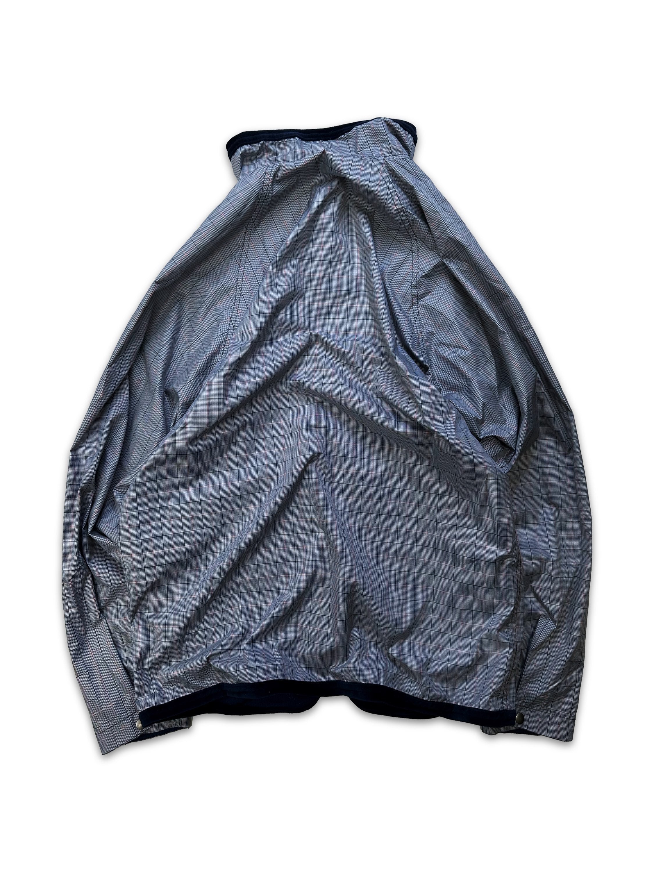 00s Final Home Blue Plaid Exposed Zip Nylon Jacket