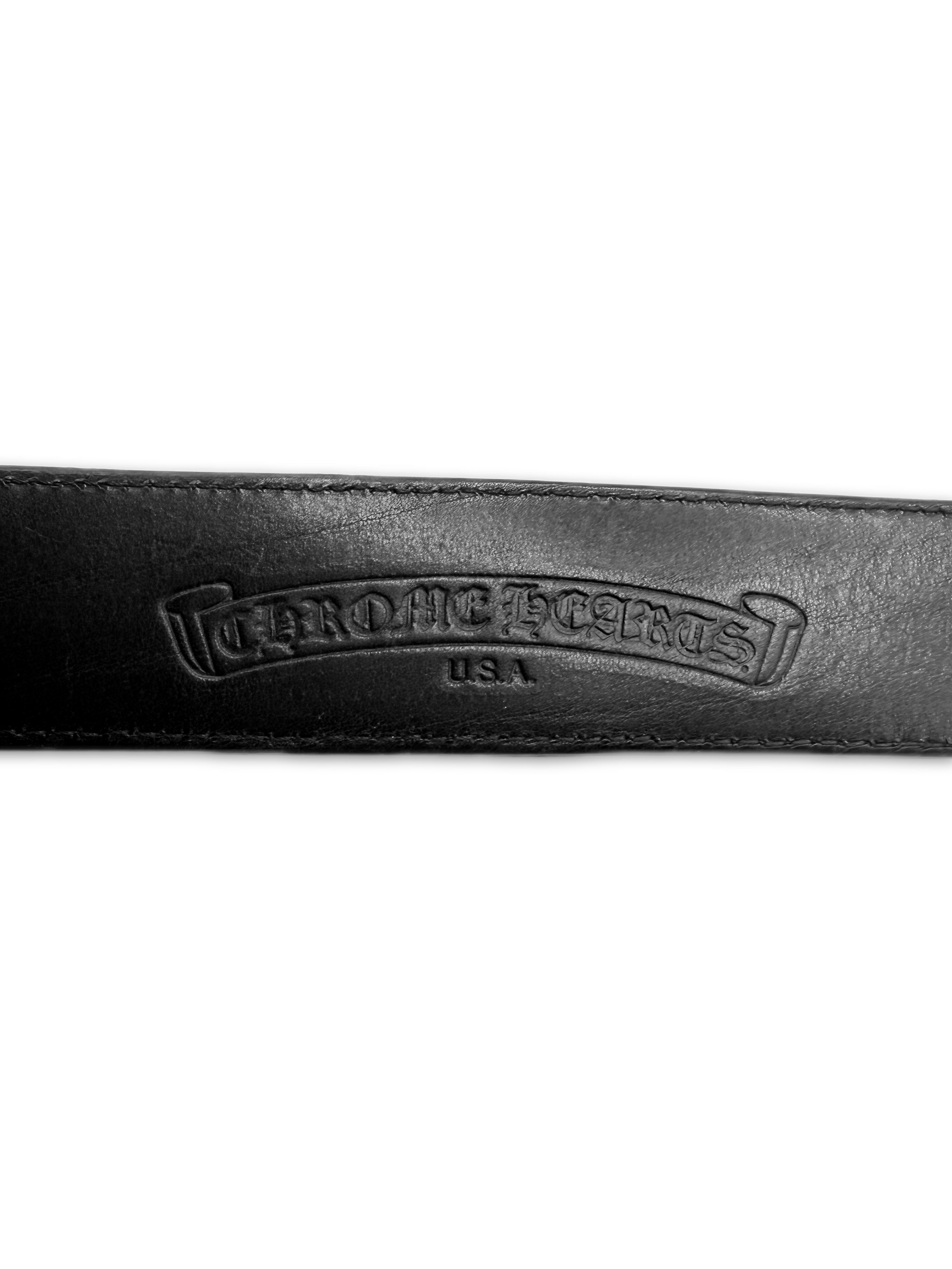 Chrome Hearts 3 Piece Talon .925 Silver Western Black Leather Belt