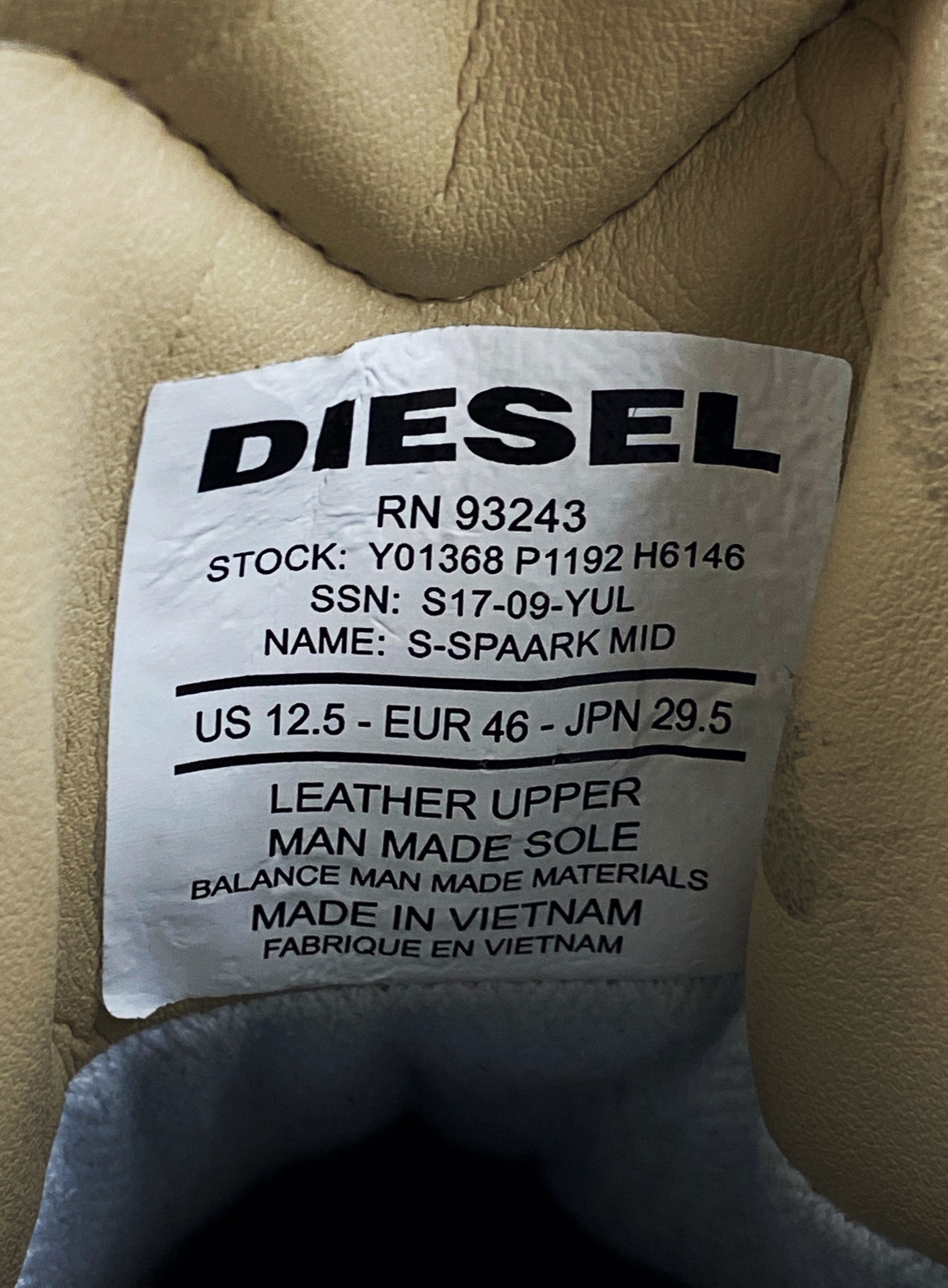 Diesel Suede Two Tone Embossed Hi-Top Sneakers