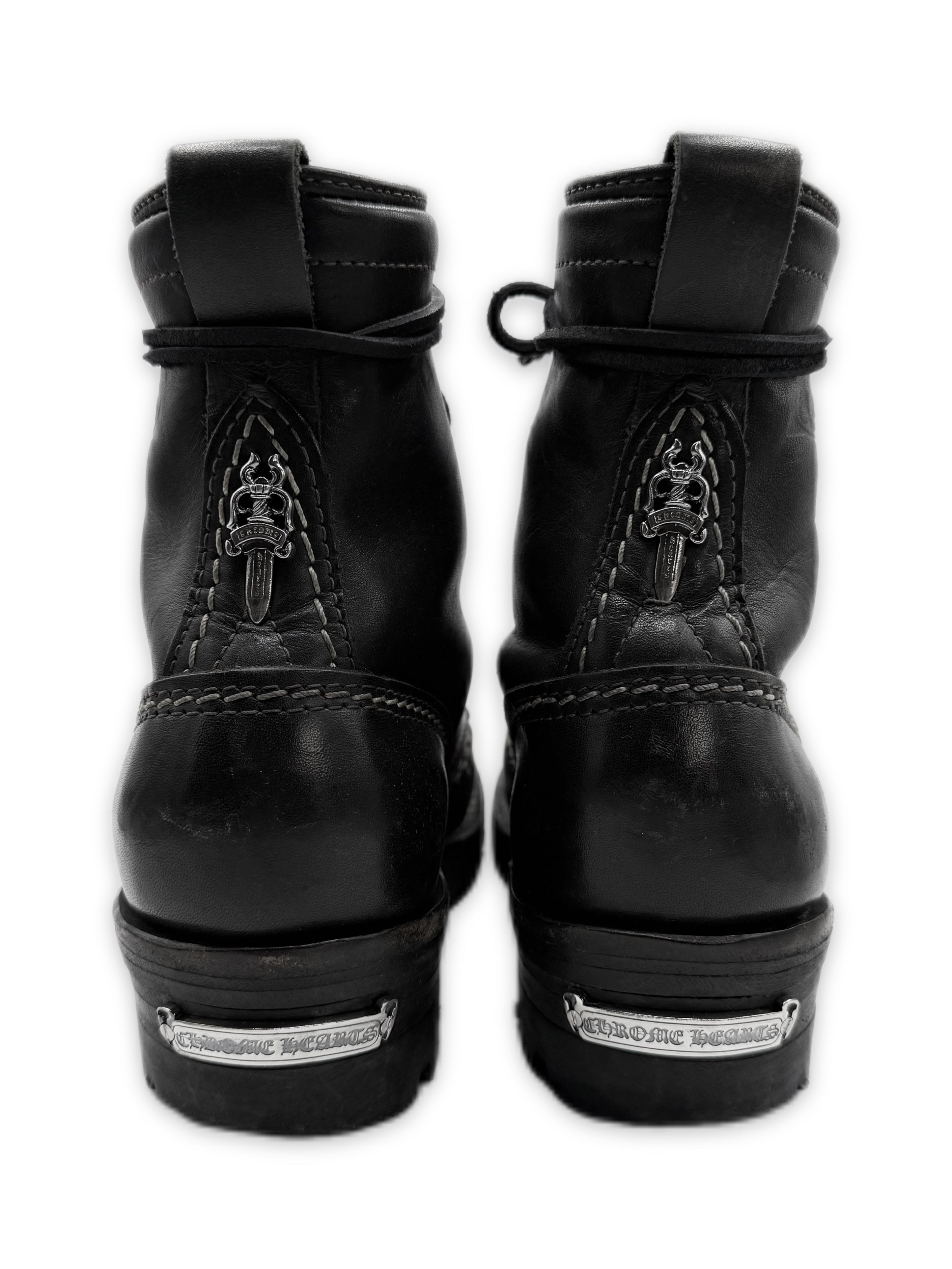 Chrome Hearts x Wesco Jobmaster Dagger Heel .925 Silver Black Leather Boots