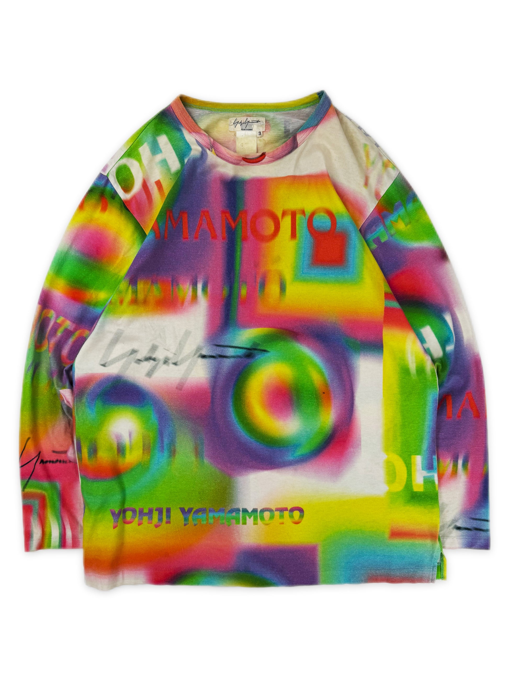SS02 Yohji Yamamoto Homme LSD ‘Saeko Pig’ Rainbow Graphic Long Sleeve Shirt