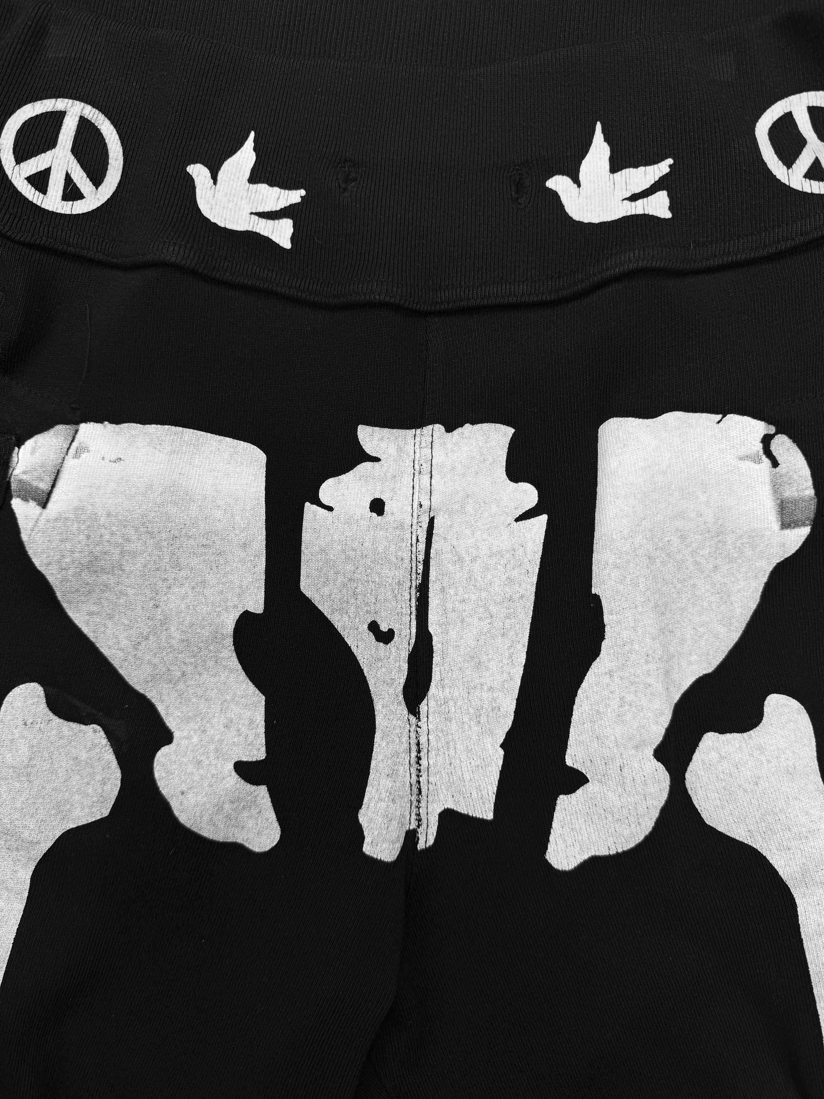 Kapital ‘Skeleton’ Bone Black Peace Sweat Pants