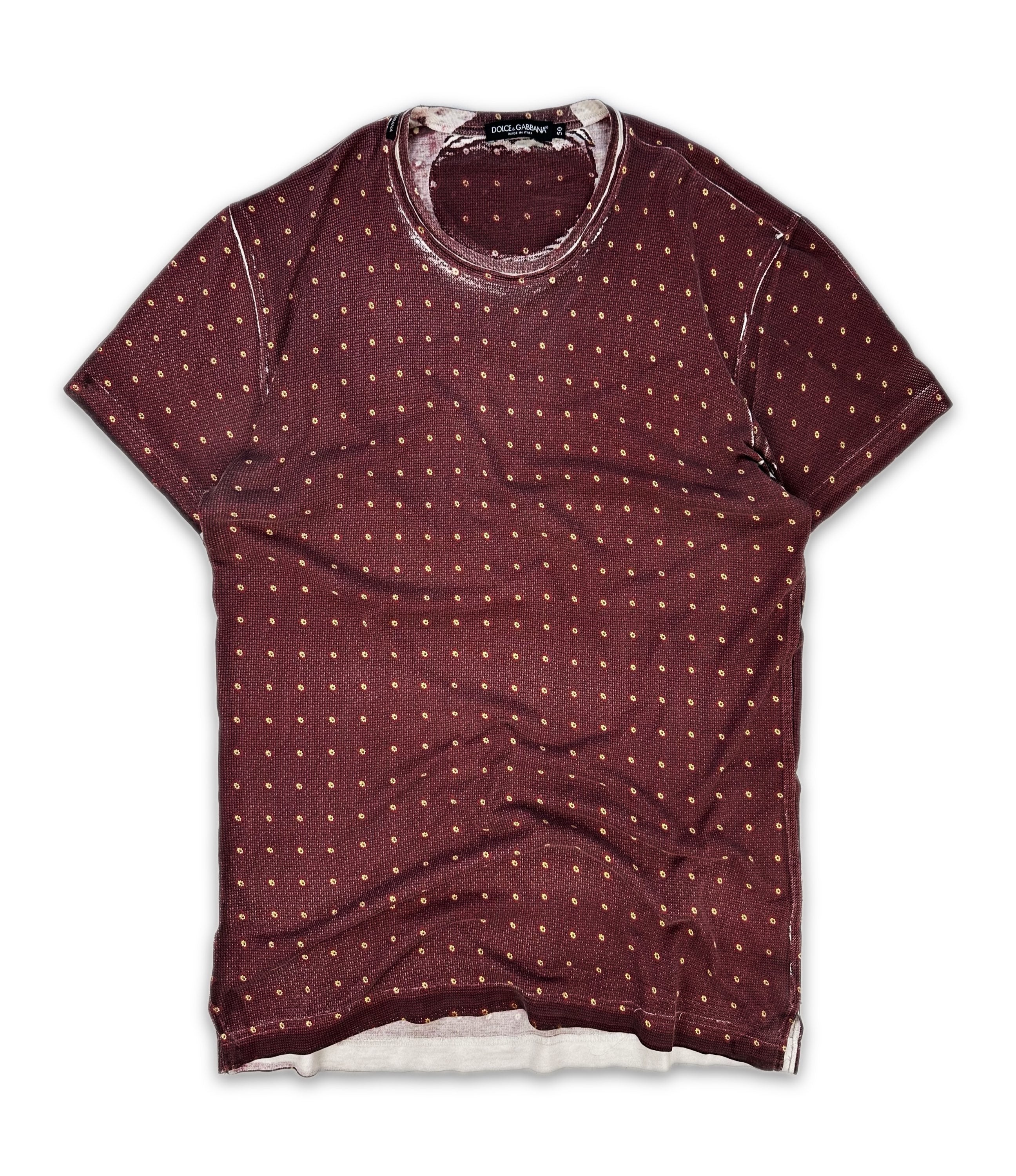 00s Dolce & Gabbana ‘Trompe L’Oeil’ Burnt Red Dotted T-Shirt