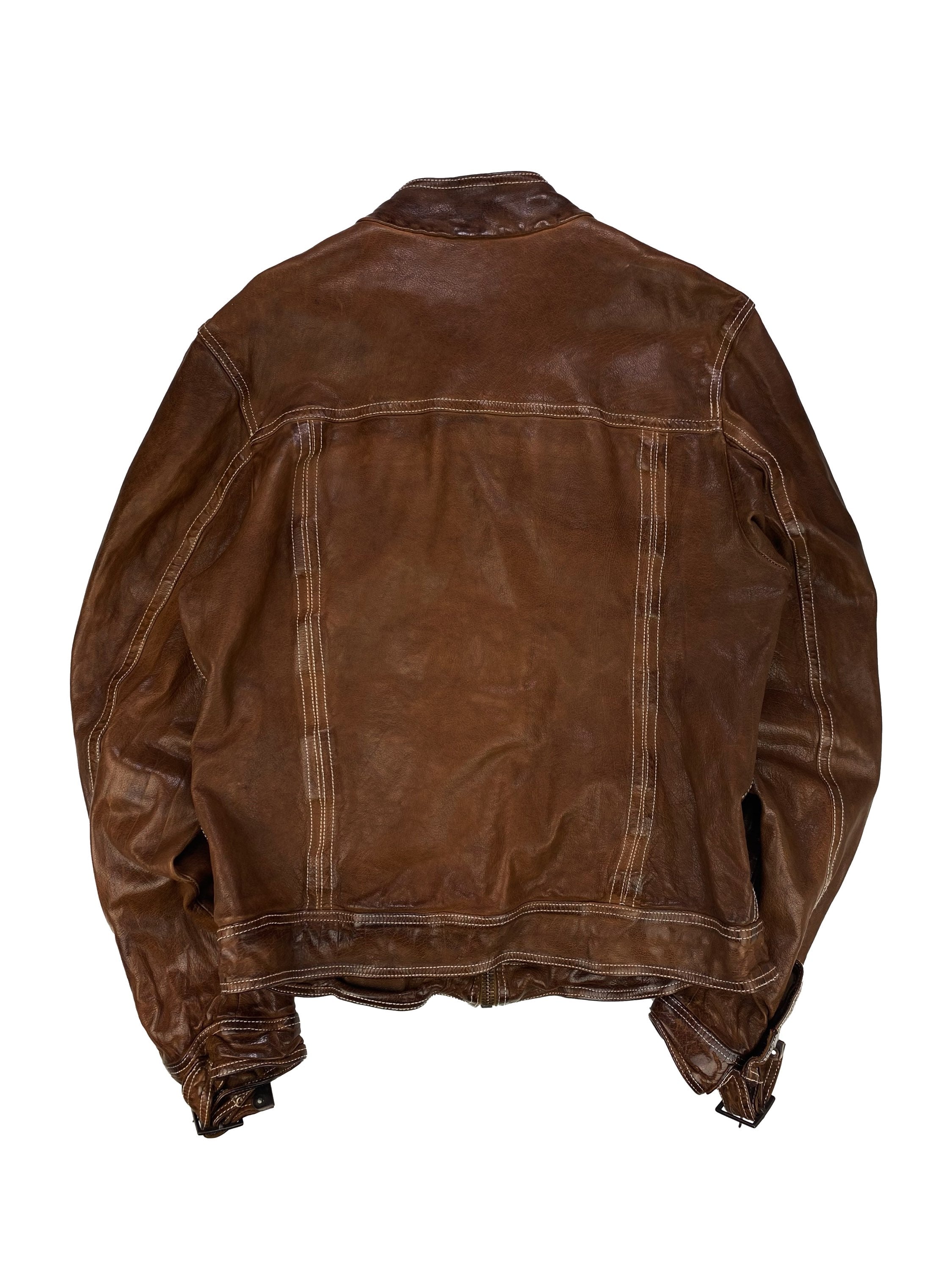 00s Dolce &amp; Gabbana Sheepskin Multi Pocket Belted Leather Jacket