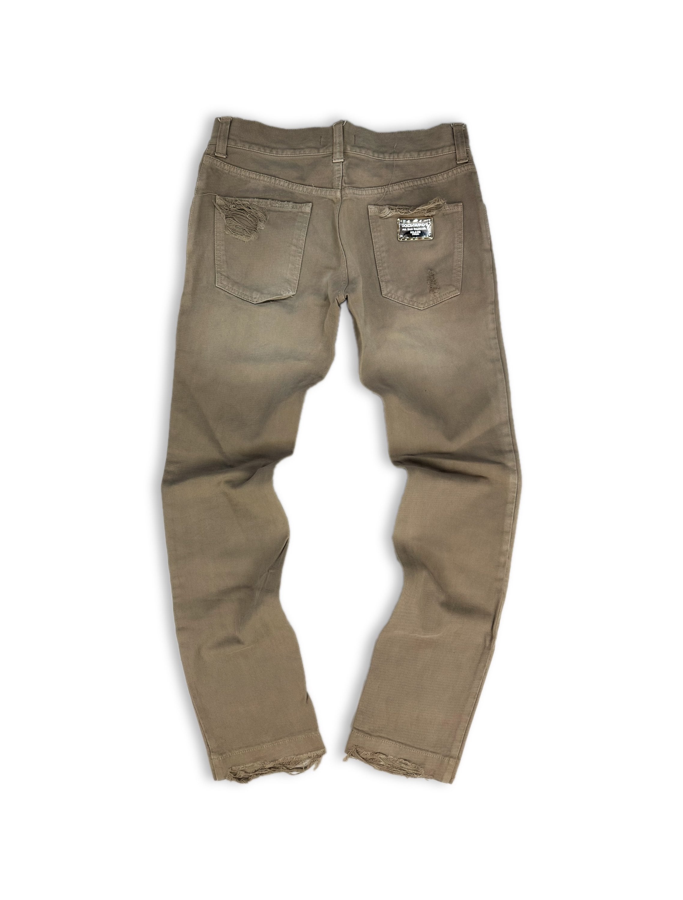 00s Dolce & Gabbana Tan Distressed Denim