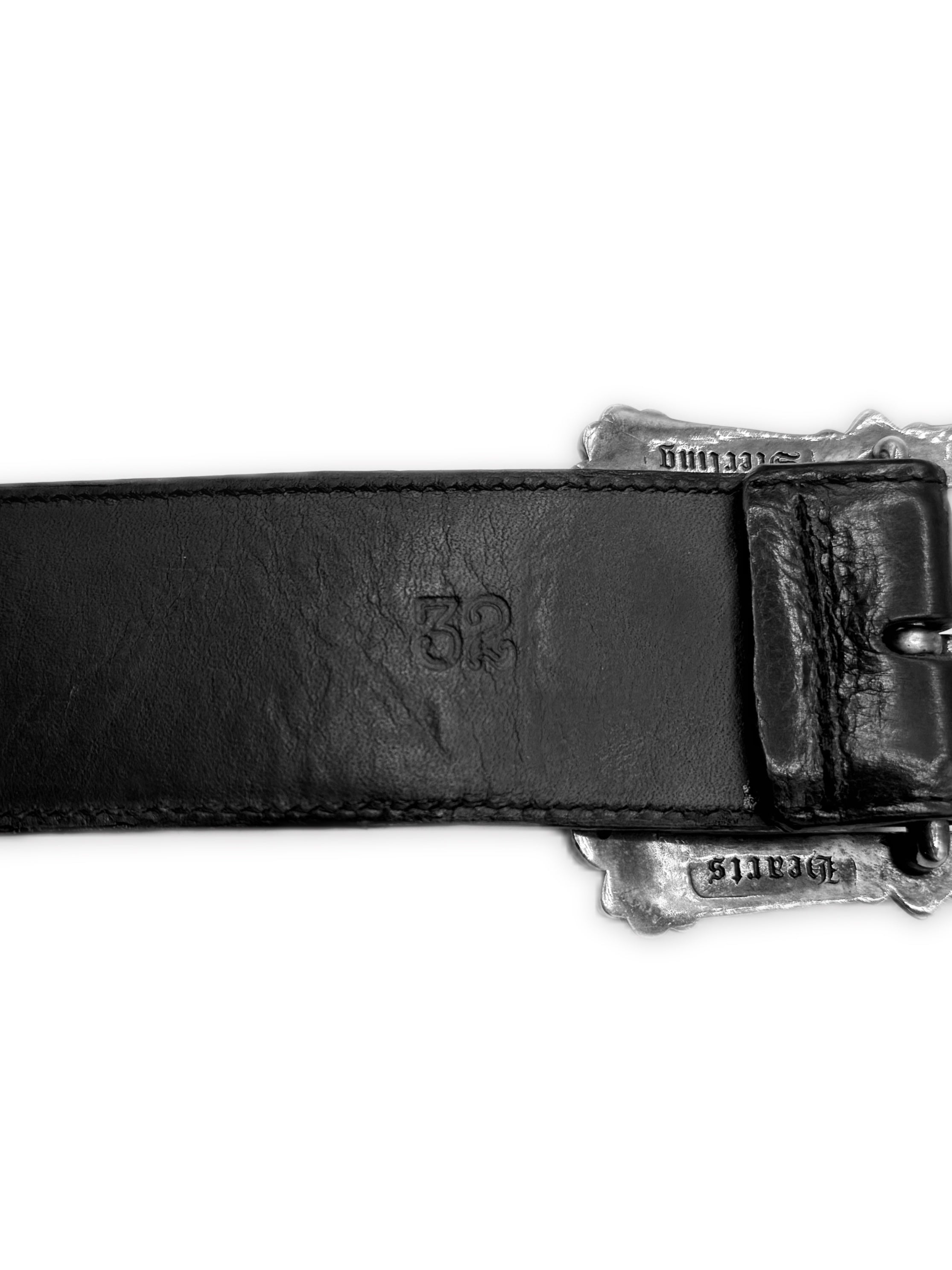 Chrome Hearts Filigree Buckle .925 Silver Black Leather Belt