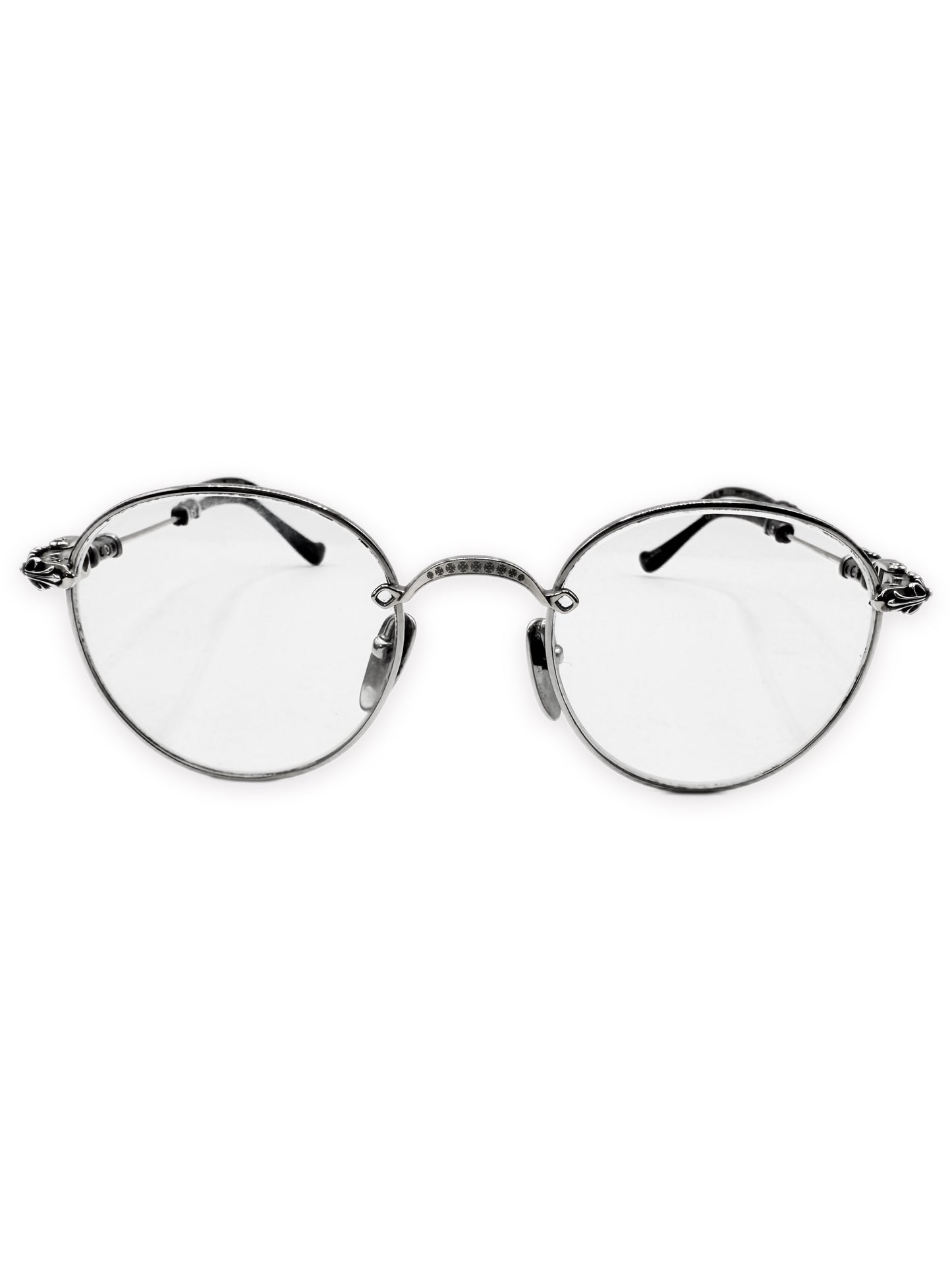 Chrome Hearts ‘Bubba-A’ White Gold Plated Silver Floral Prescription Glasses