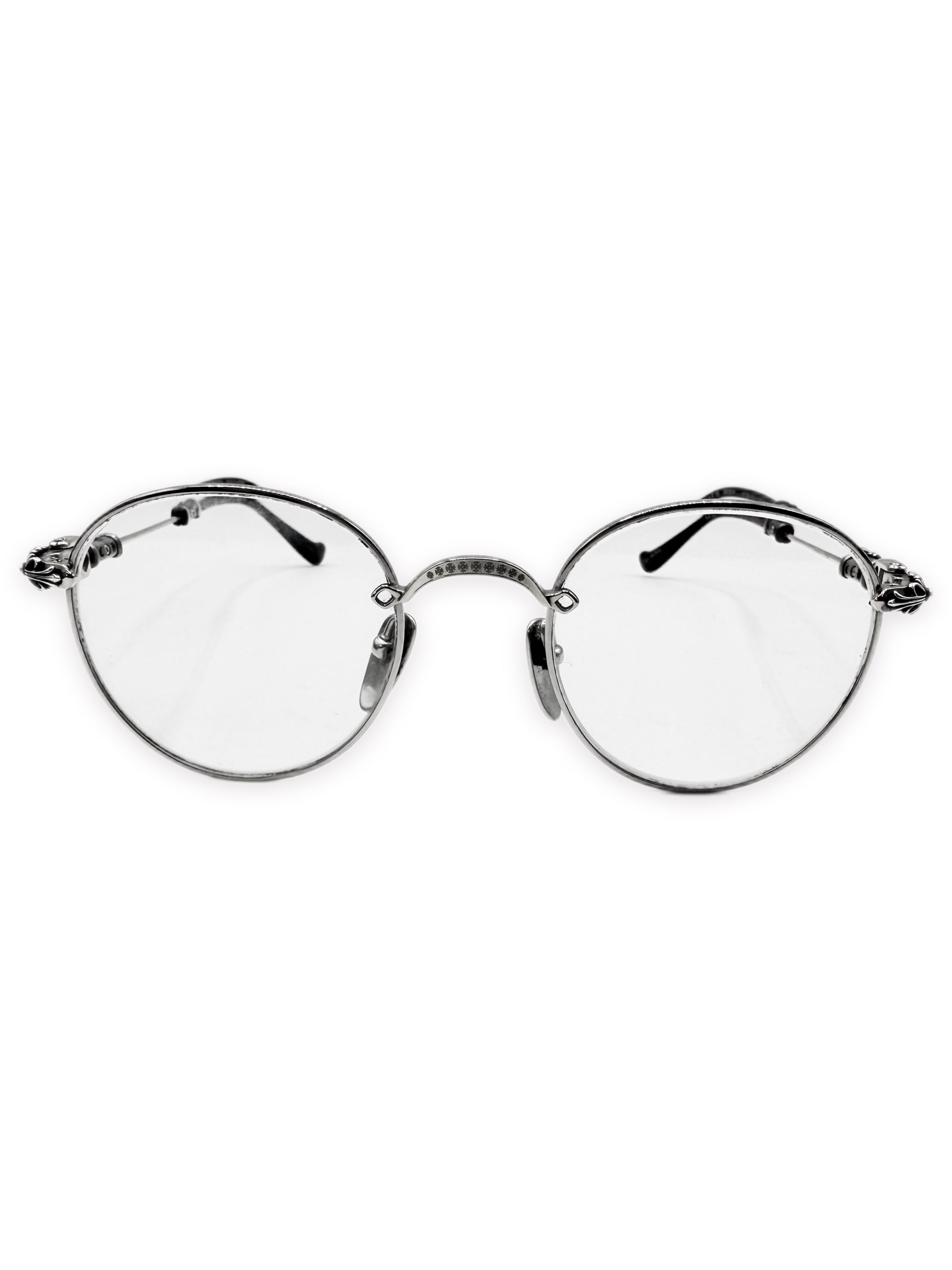 Chrome Hearts ‘Bubba-A’ White Gold Plated Silver Floral Prescription Glasses