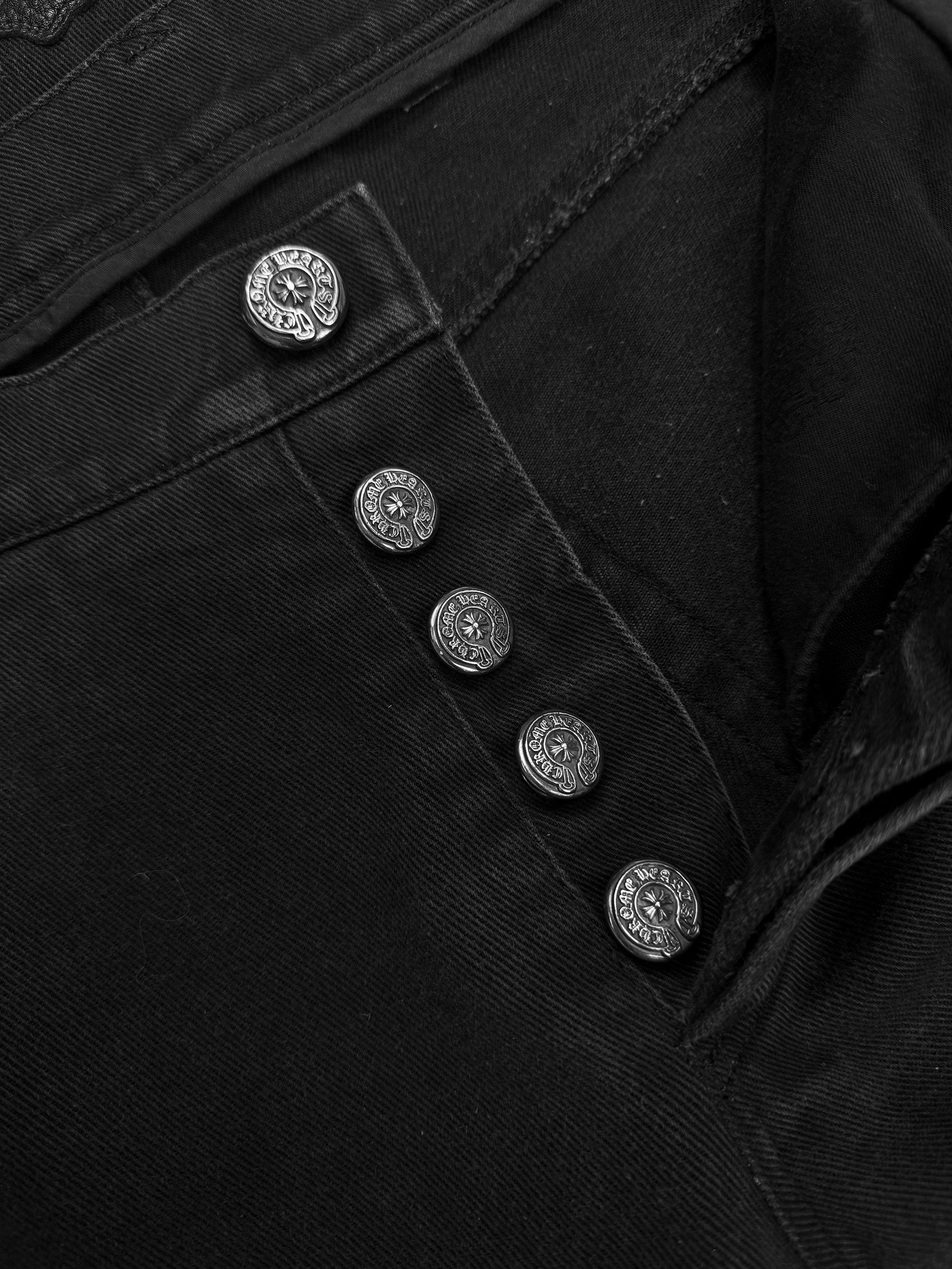 Chrome Hearts 11 Cross Patch Fleur Knee Black .925 Silver Denim