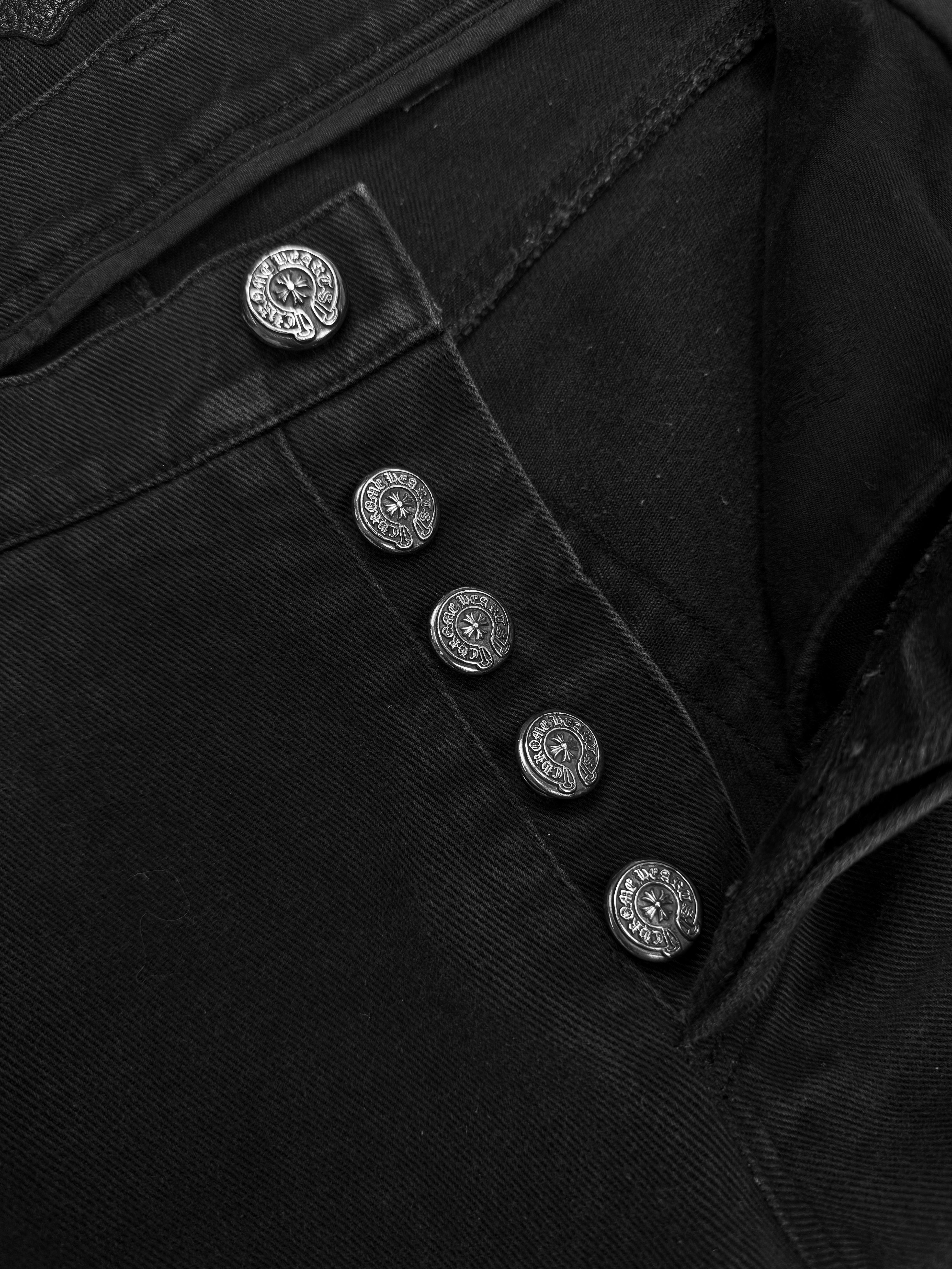 Chrome Hearts 11 Cross Patch Fleur Knee Black .925 Silver Denim
