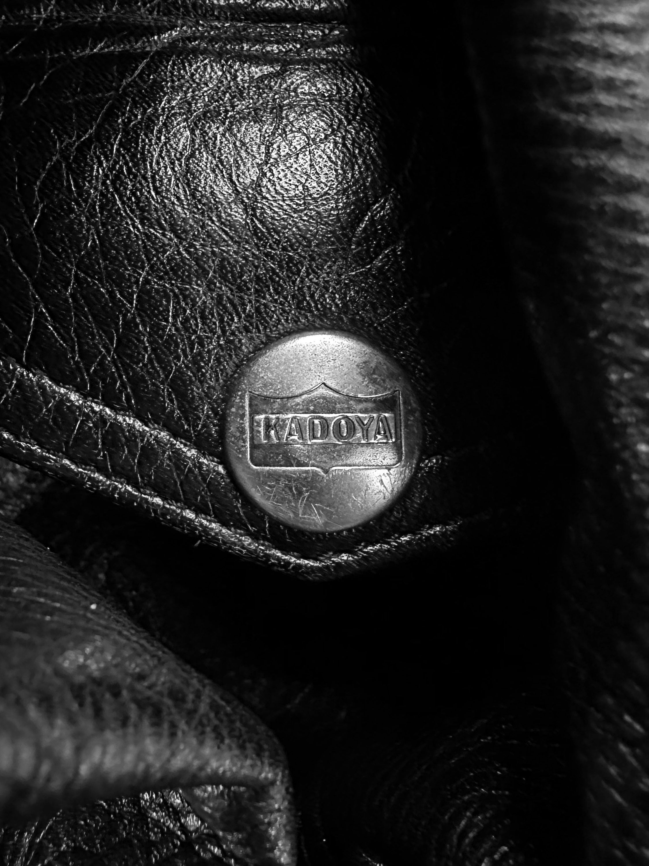 Kadoya Black Leather Reinforced Belted Biker Pants