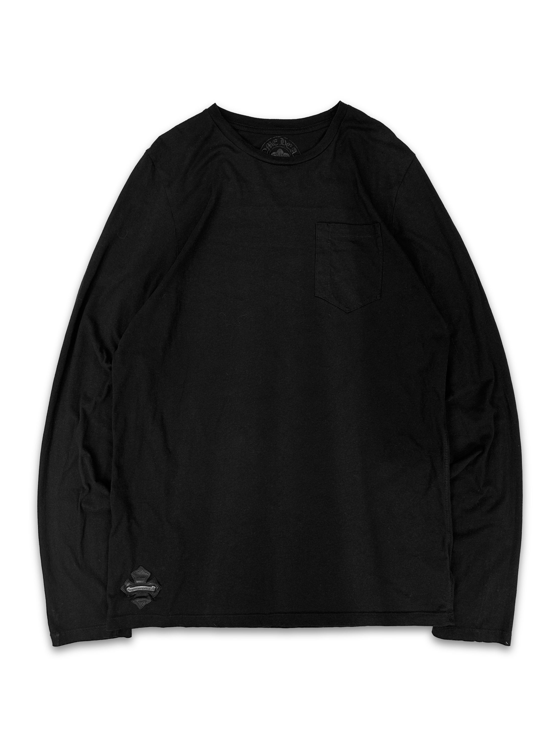 Chrome Hearts ‘Leather Patch’ Silver Scroll Logo Long Sleeve Shirt