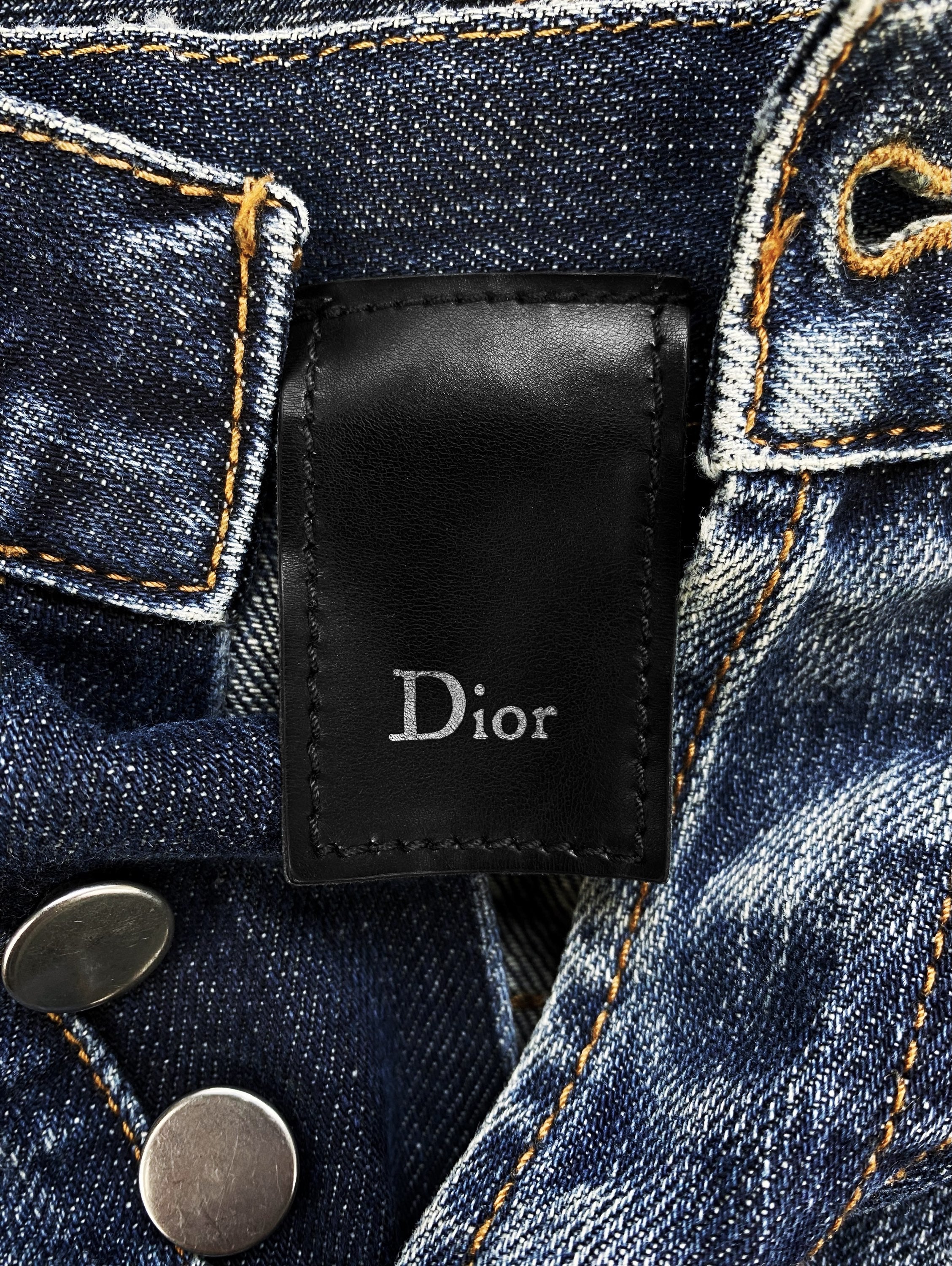 Dior by Hedi Slimane Distressed Dark Wash Indigo Denim