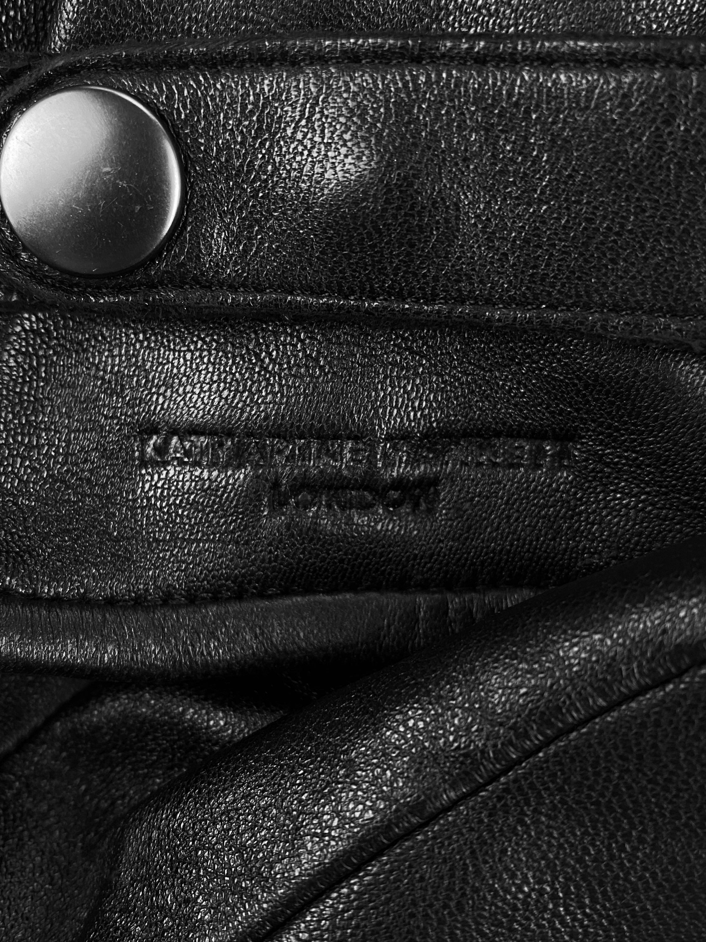 00s Katharine Hamnett Calfskin Leather Embossed Gloves