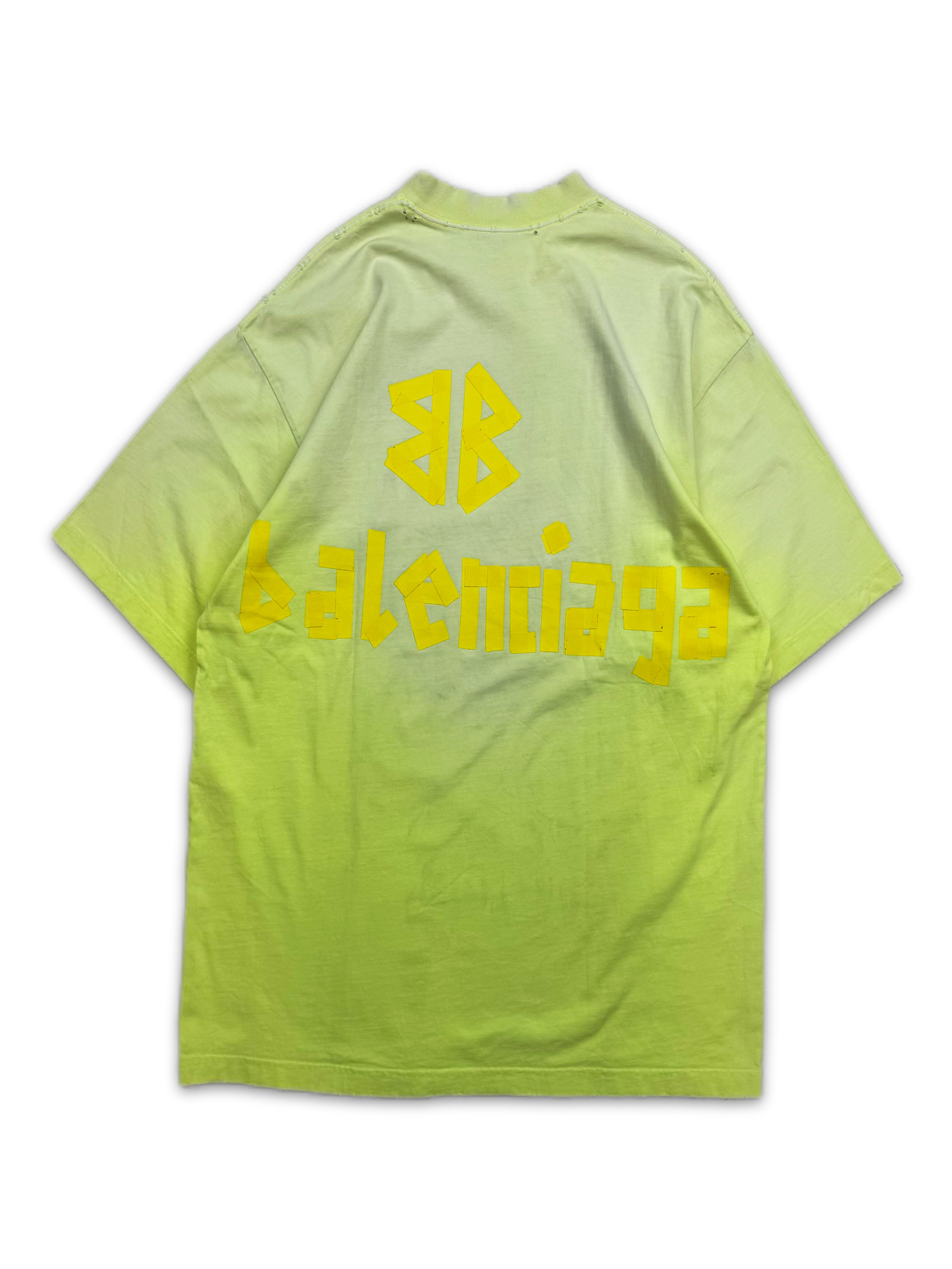 SS23 Balenciaga ‘Tape’ Neon Logo BB Yellow T-Shirt