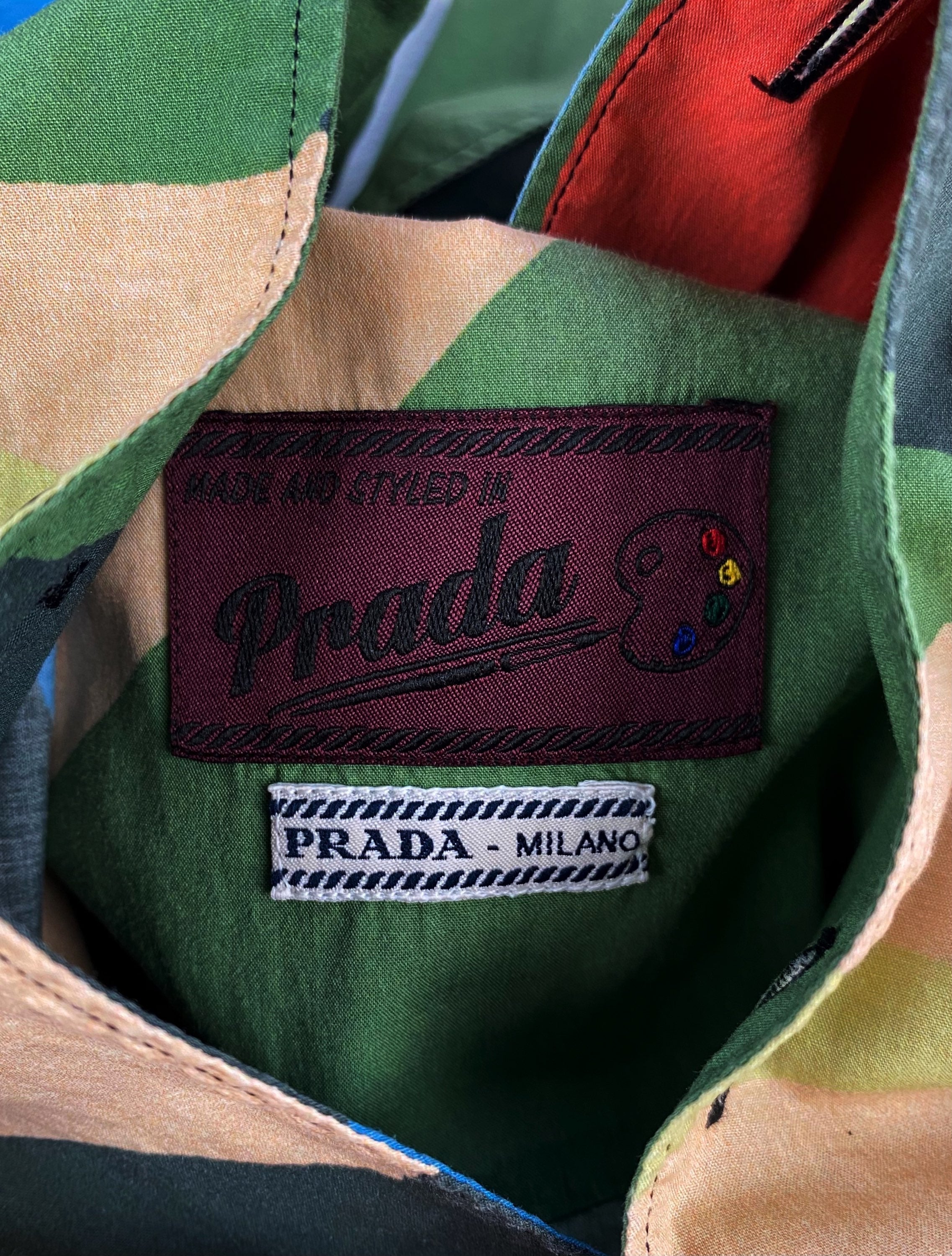 SS17 Prada ‘Still Life’ Abstract Colour Block Camp Collar Shirt