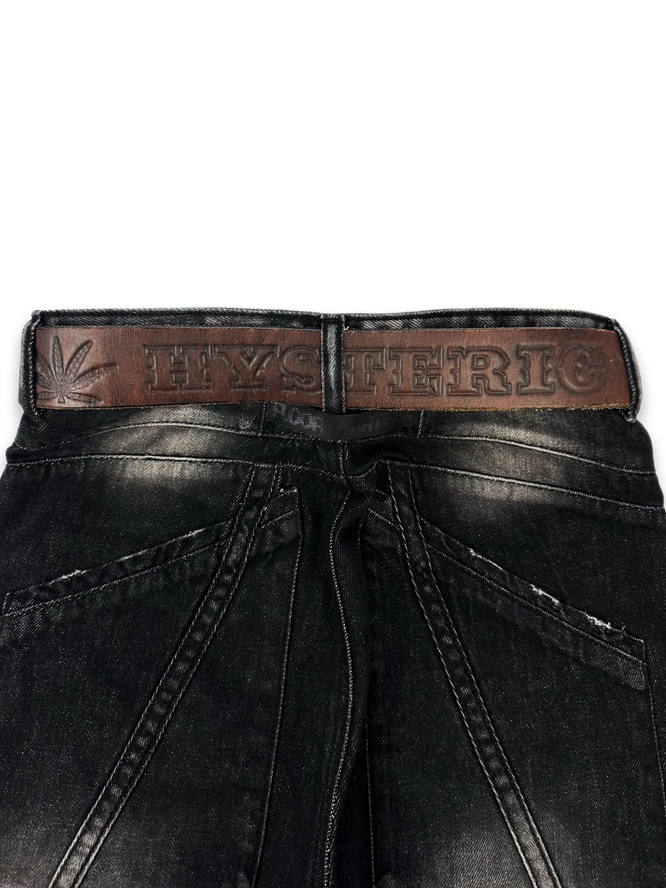 00s Hysteric Glamour ‘Marijuana’ Leaf Brown Leather Belt