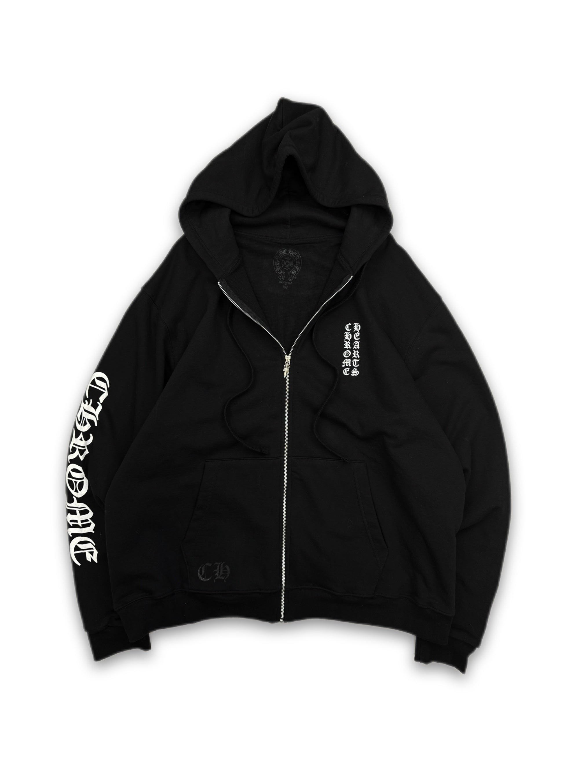 Chrome Hearts Vertical Logo Thermal Lined Dagger Zip-up Hoodie