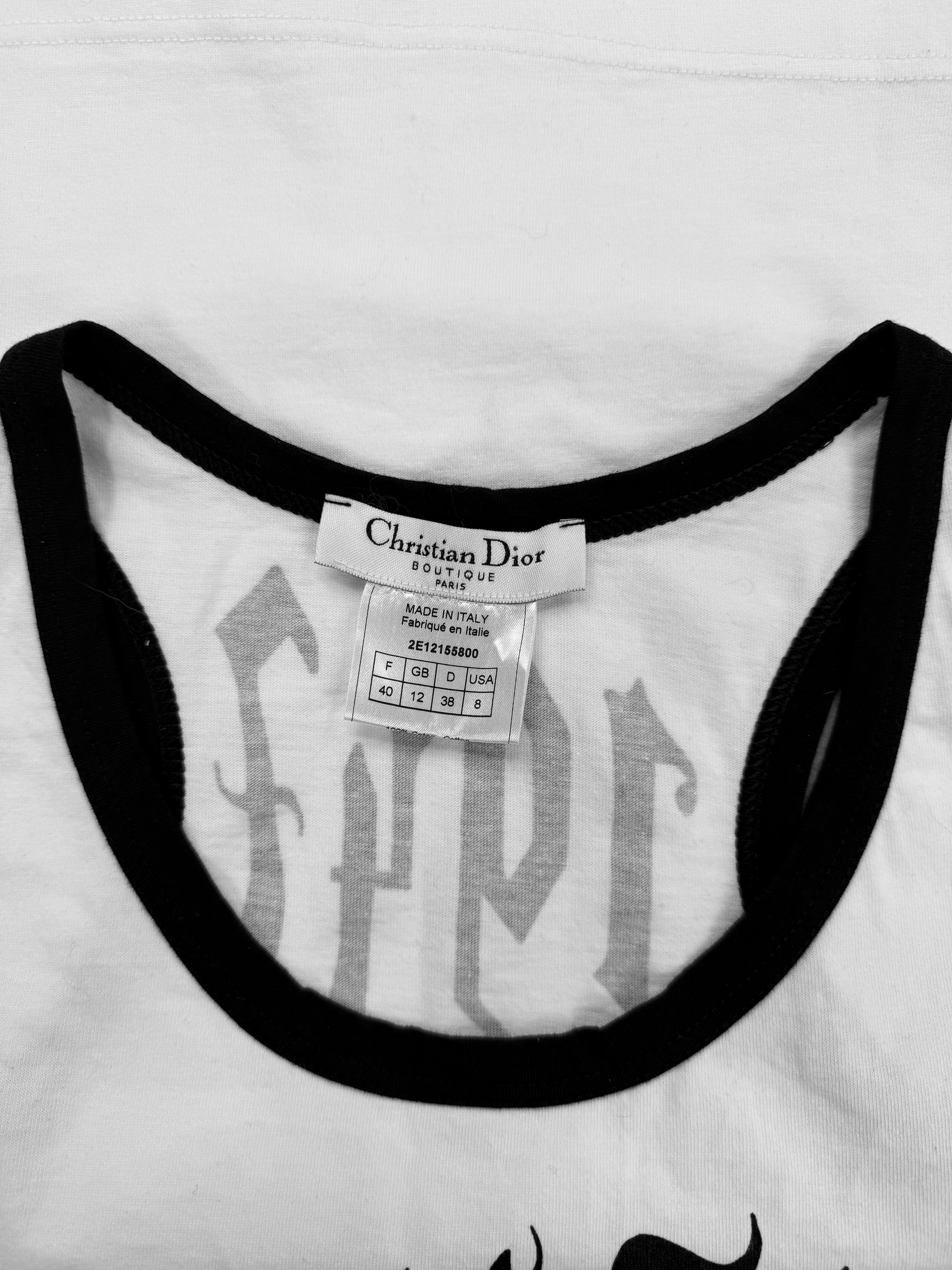 SS02 Dior ‘Christian Dior’ Gothic 1947 White Logo Tank Top