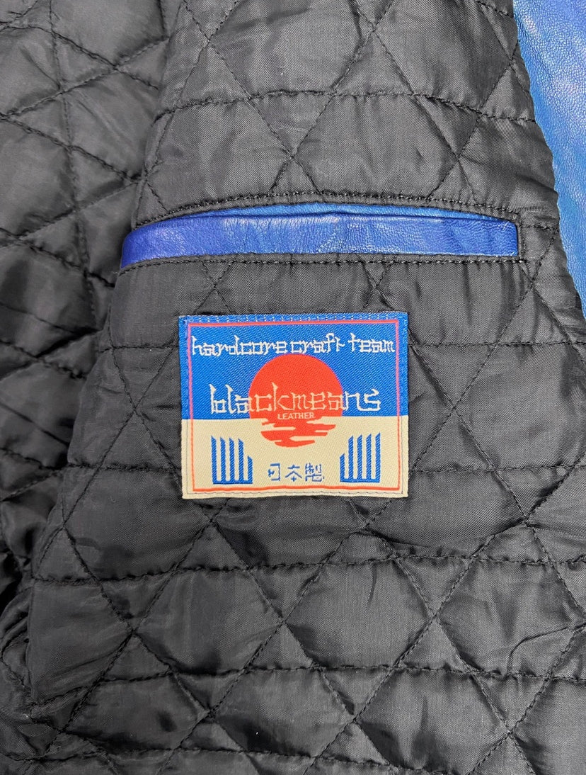 Blackmeans Double Rider Two Tone Zipped Leather Biker Jacket
