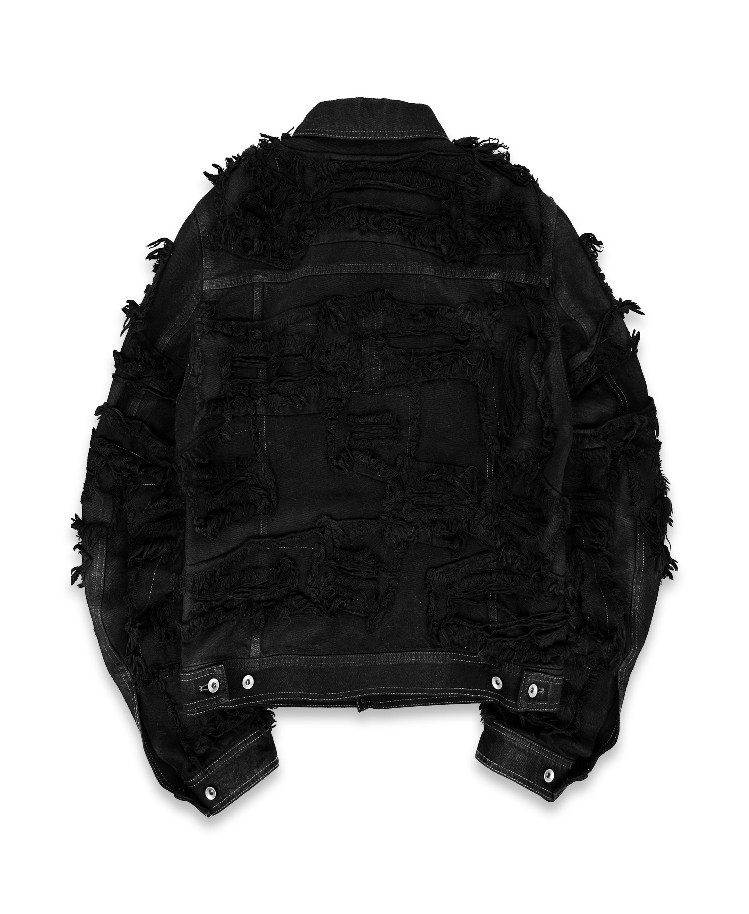 Rick Owens DRKSHDW ‘Worker’ Distressed Patchwork Denim Jacket