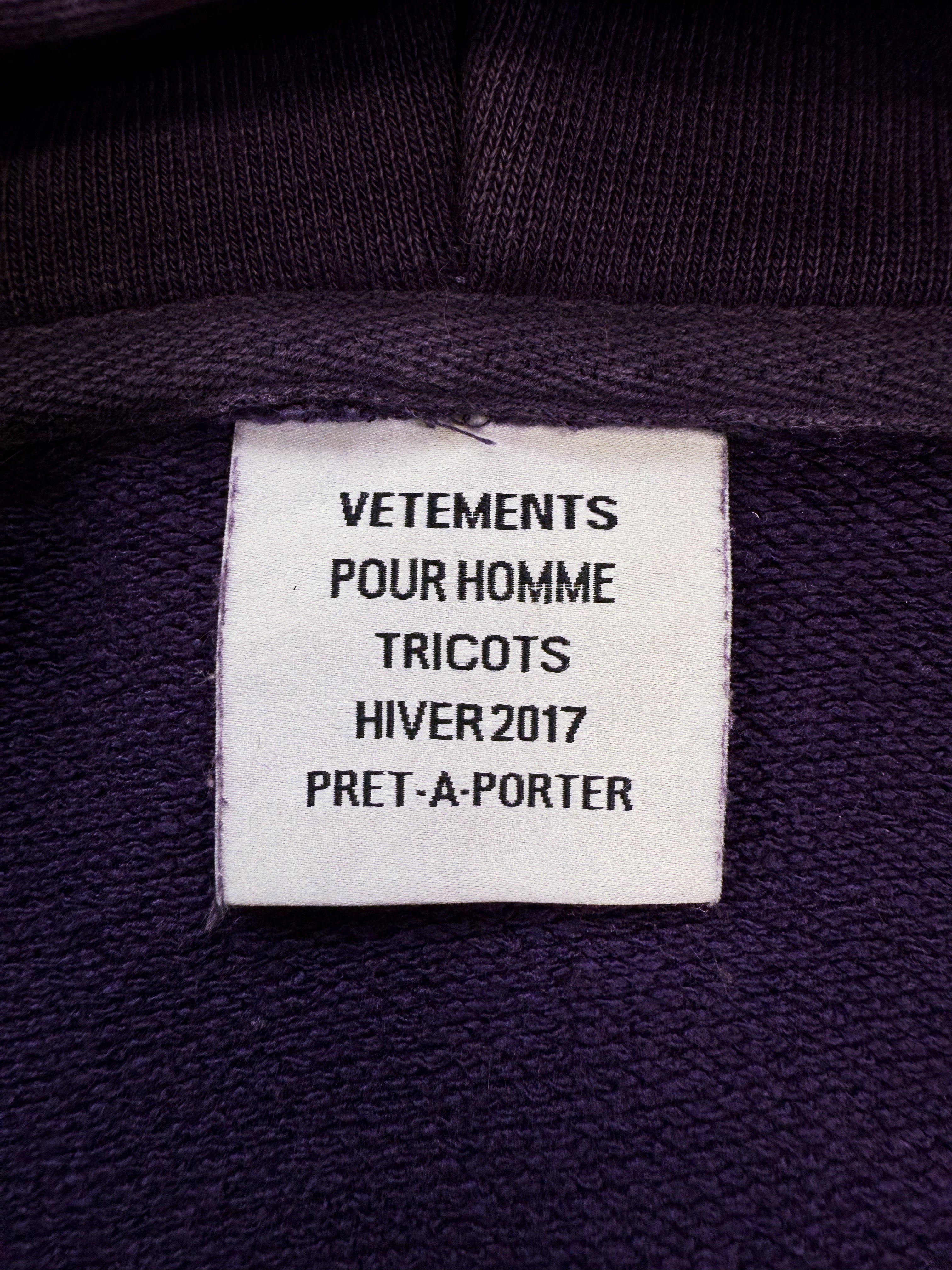 AW16 Vetements Homme ‘Sexual Fantasies’ Purple Slogan Hoodie